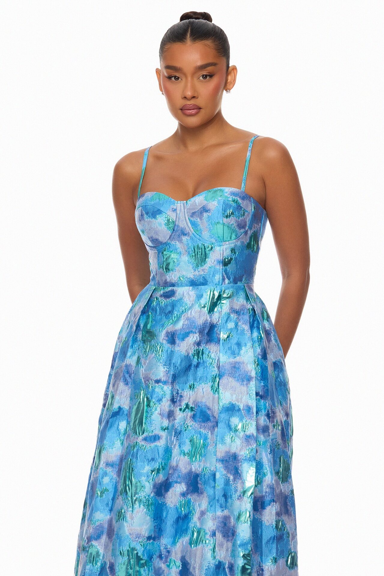 Juliette Jacquard Midi Dress - Blue/combo