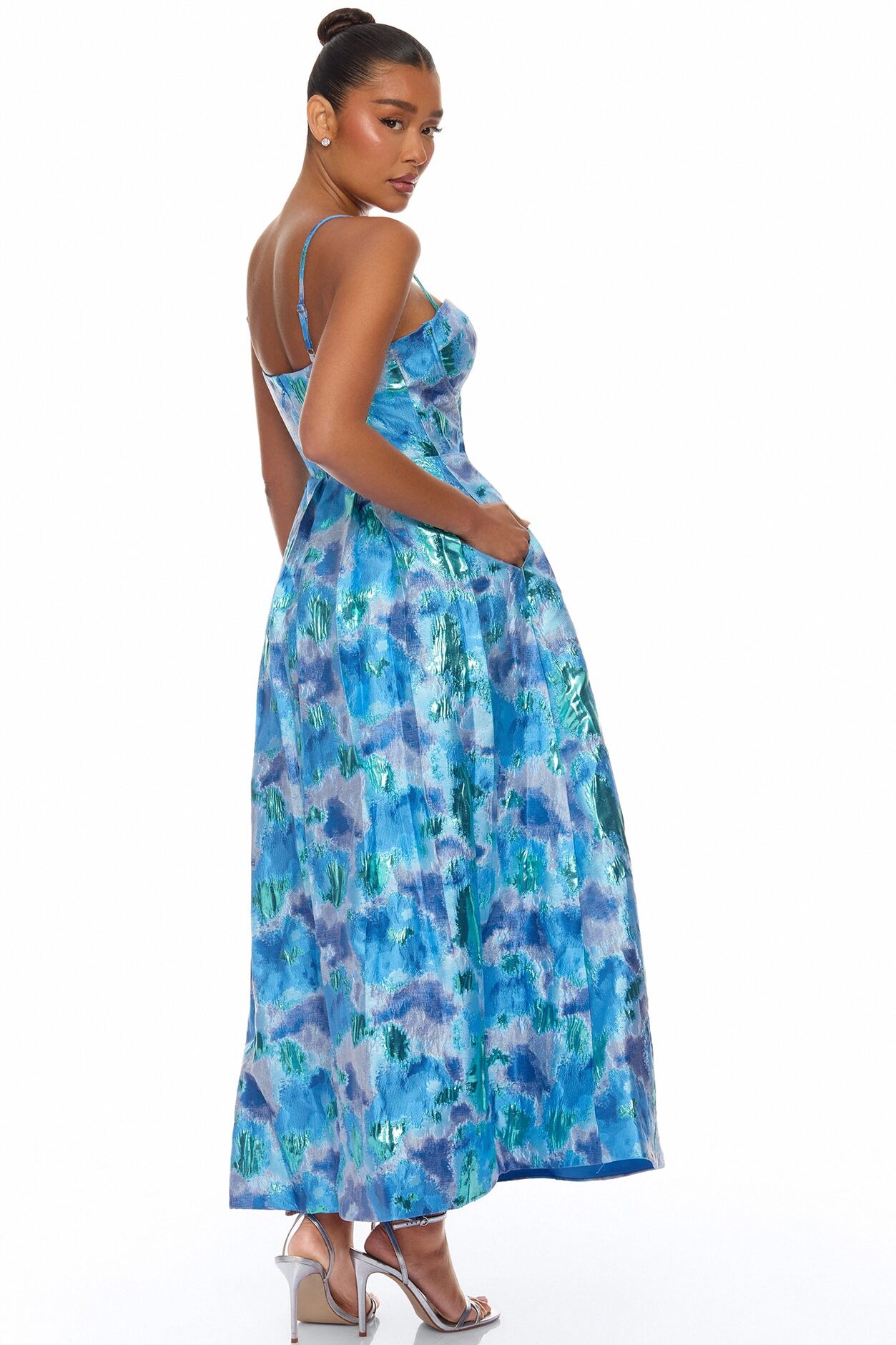 Juliette Jacquard Midi Dress - Blue/combo