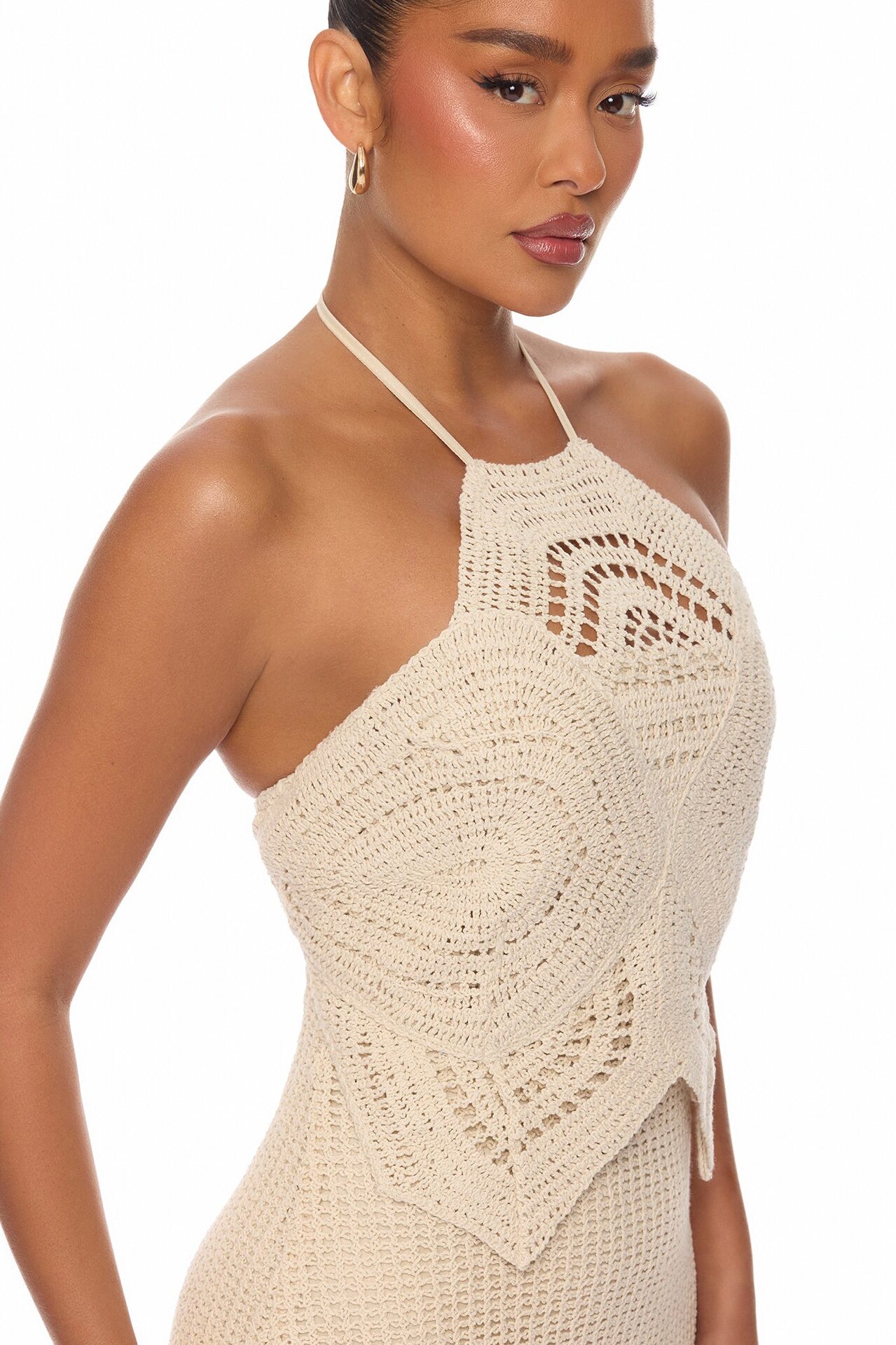 Coastal Sands Crochet Mini Dress - Sand