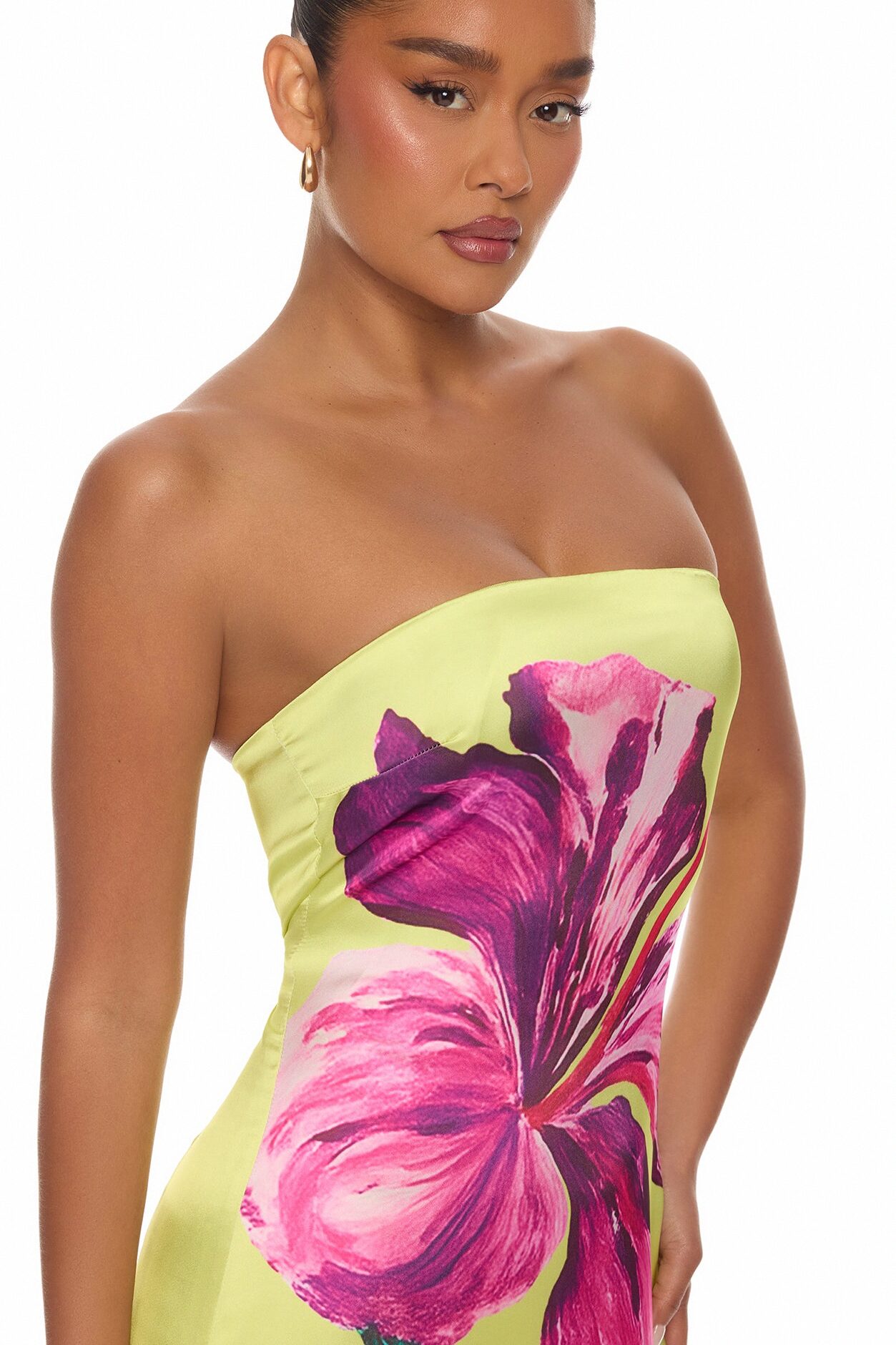Raelynne Strapless Satin Maxi Dress - Lime