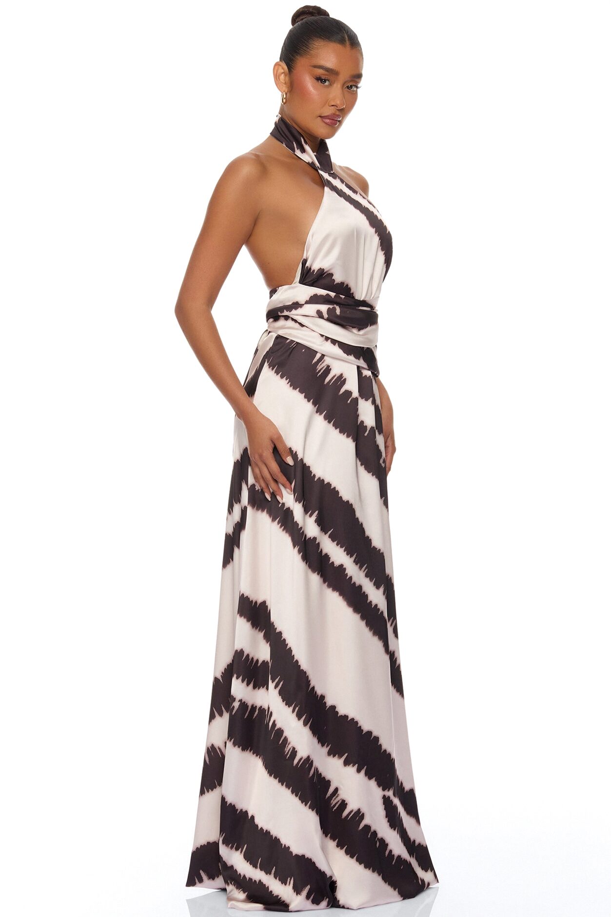 Radiant Energy Satin Maxi Dress - Black/combo