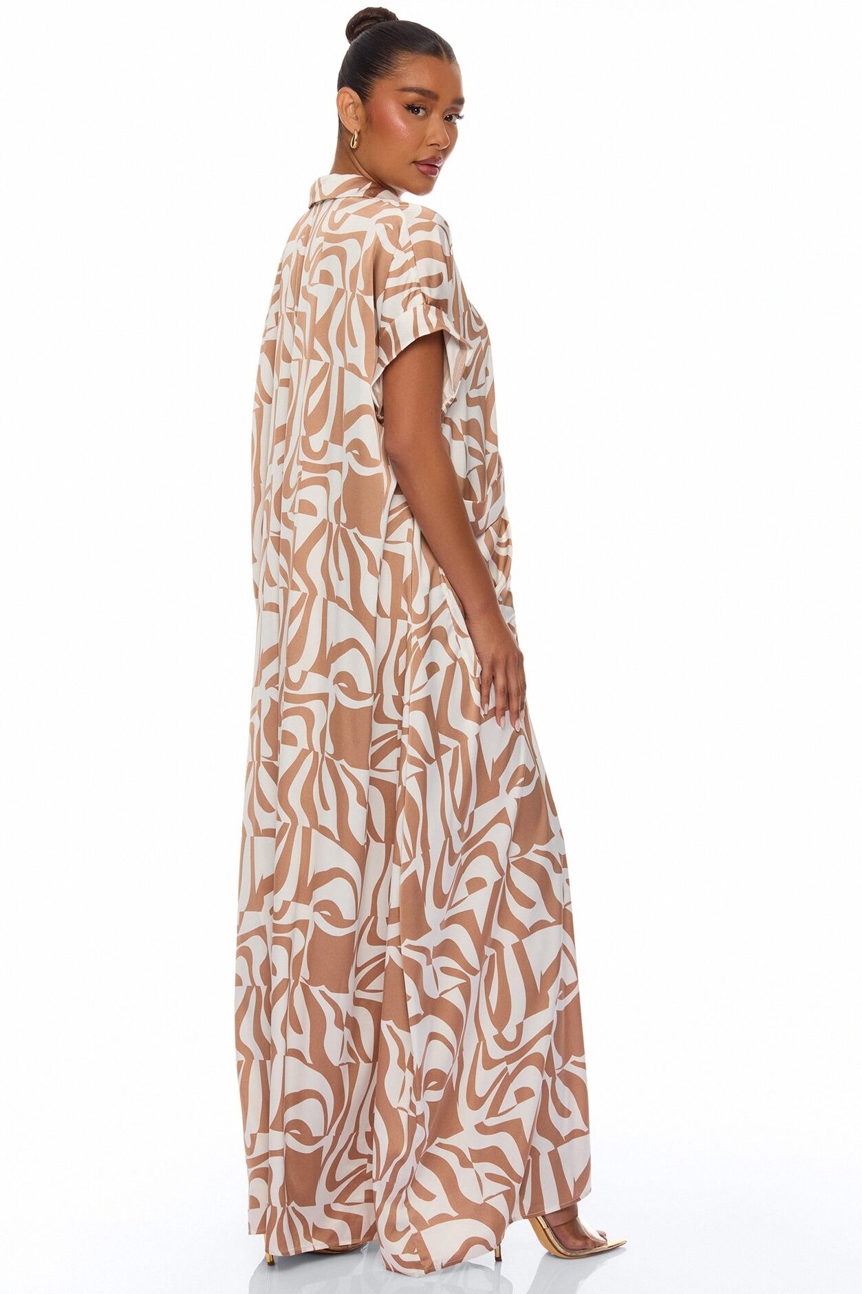 Keep It Causal Wide Leg Satin Jumpsuit - Taupe/combo