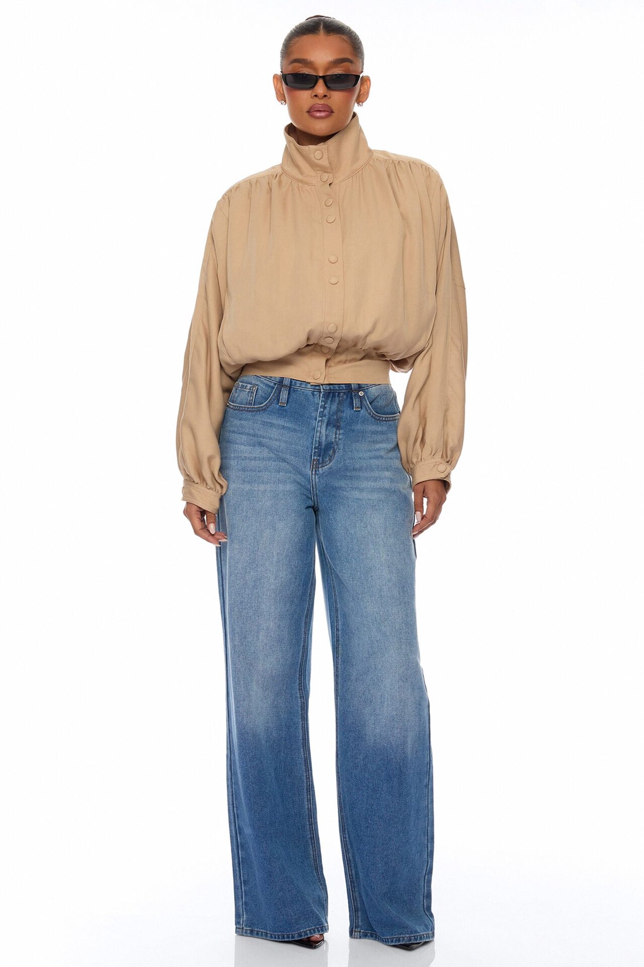 Noelia Woven Collared Jacket - Taupe