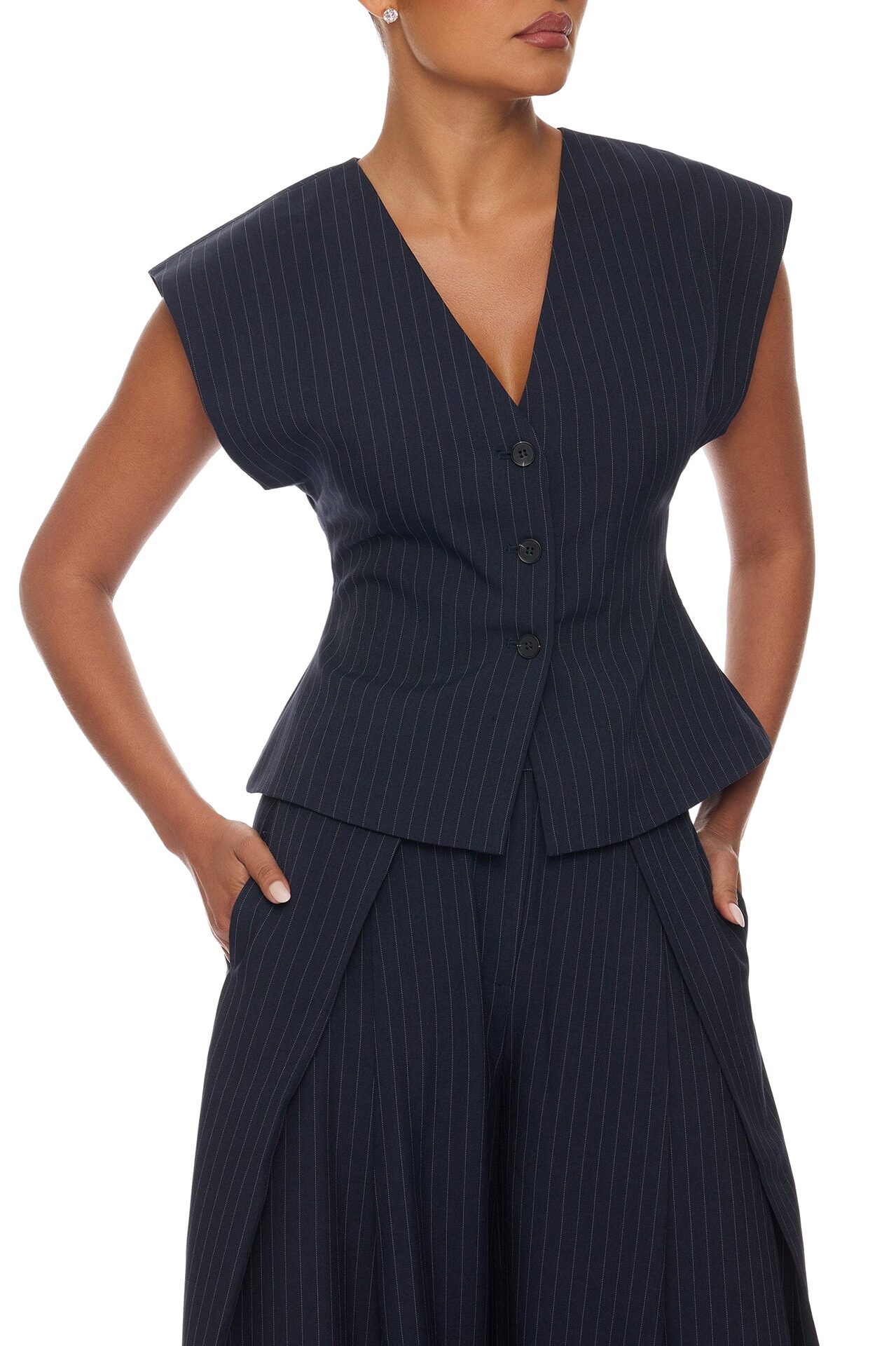 Zaya Wide Leg Pant Set - Navy/combo