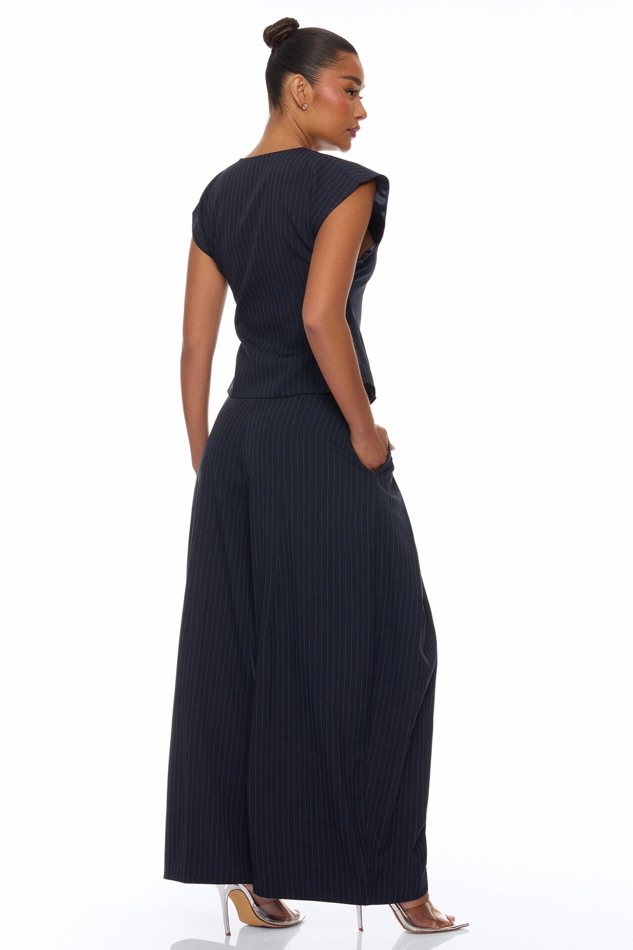 Zaya Wide Leg Pant Set - Navy/combo