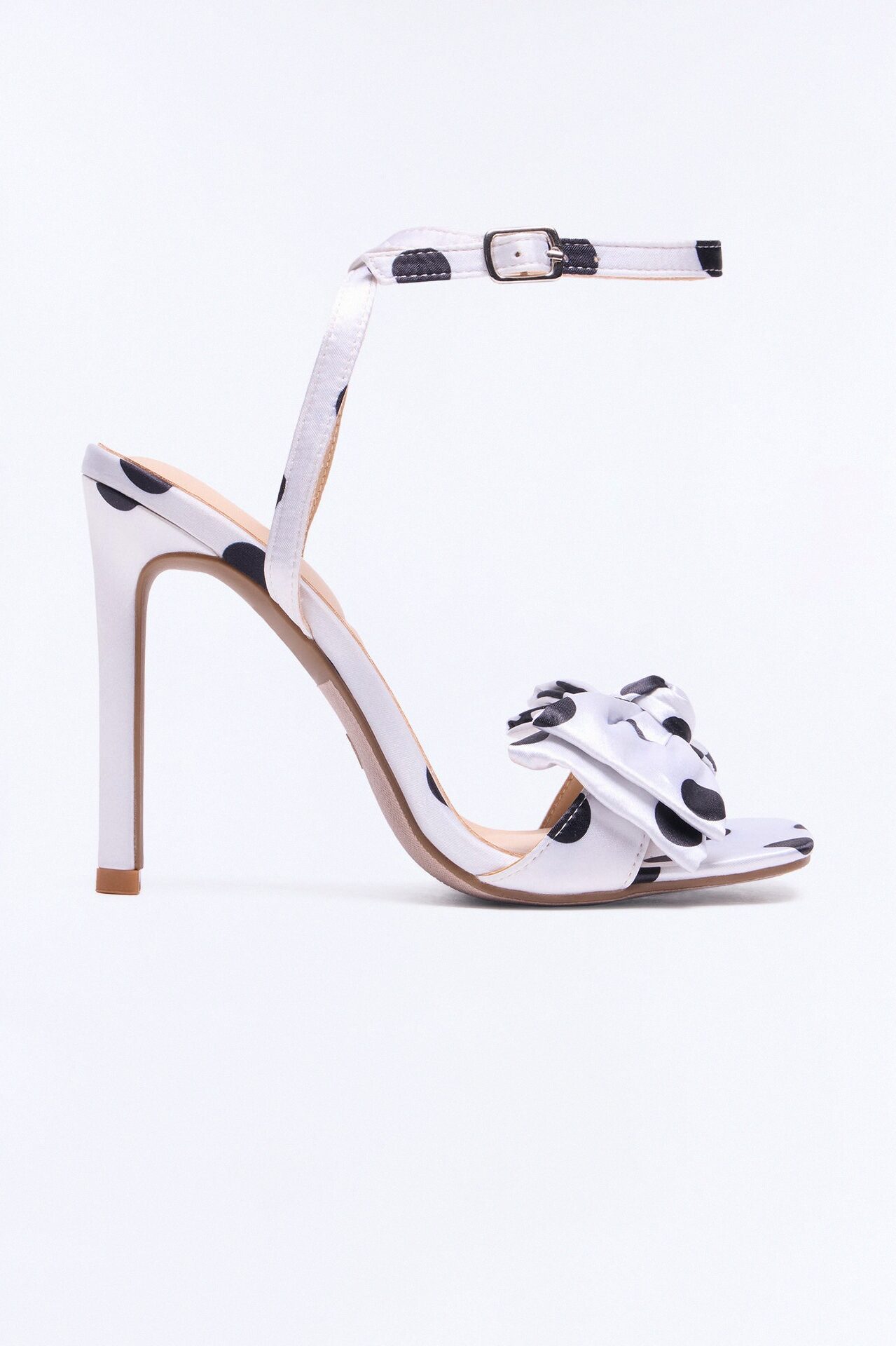 Shala Satin Bow Heels - White/Black