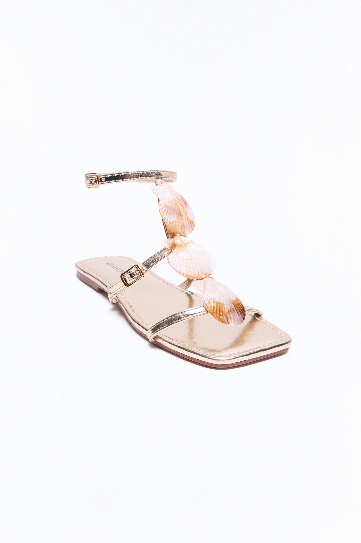 Amor Shells Ankle Strap Sandals - Gold