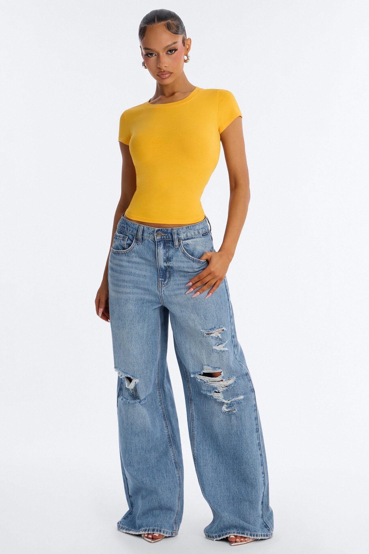 Alyssa Crew Neck Top - Orange
