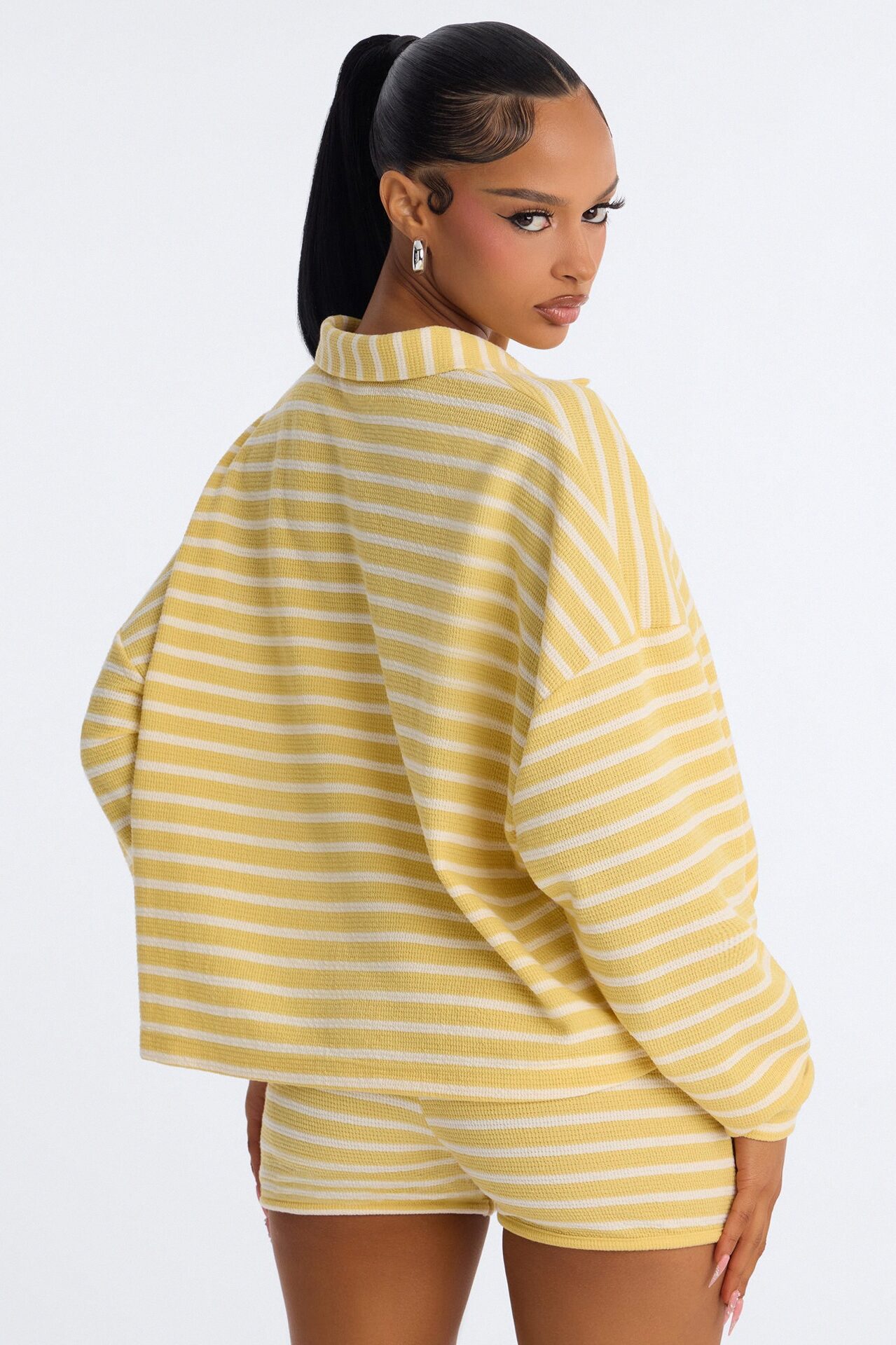 Ellie Striped Thermal Short Set - Yellow/combo