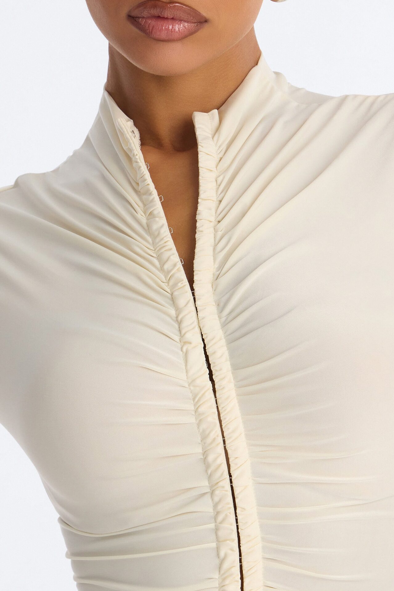 Valentina Ruched Short Sleeve Top - Cream
