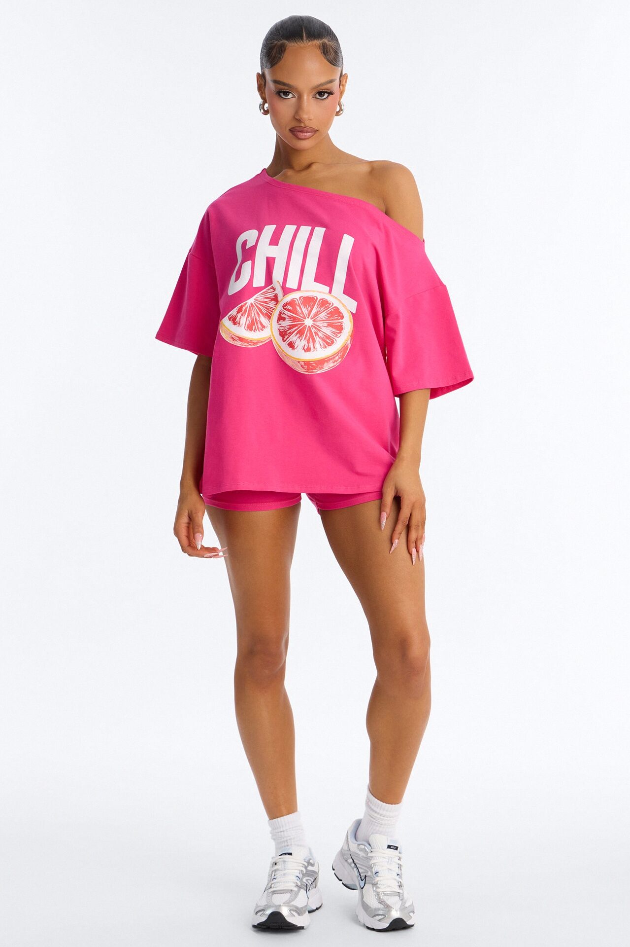 So Chill Off Shoulder Short Set - Pink