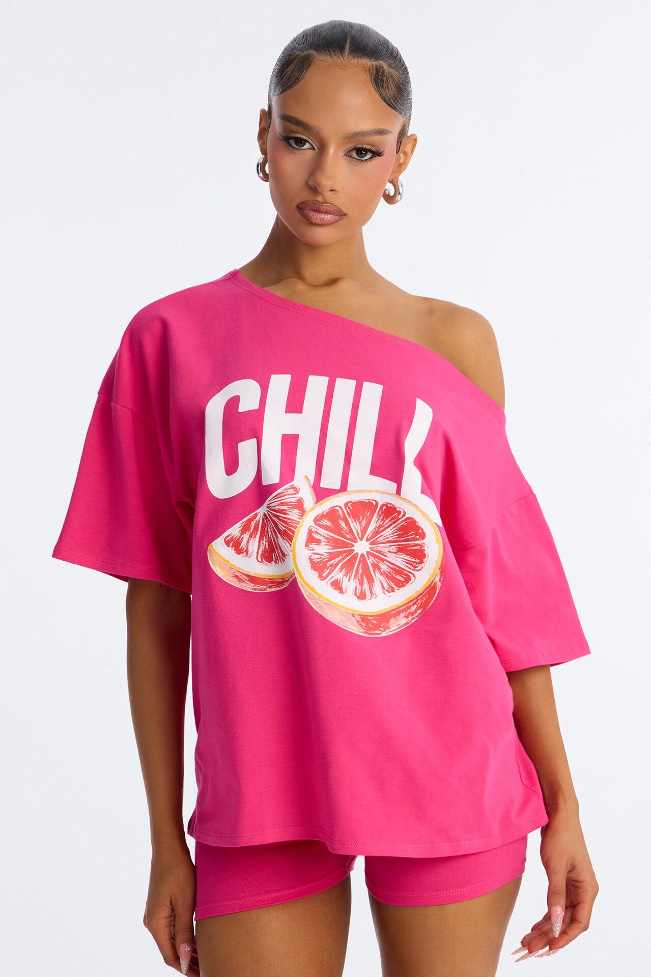 So Chill Off Shoulder Short Set - Pink