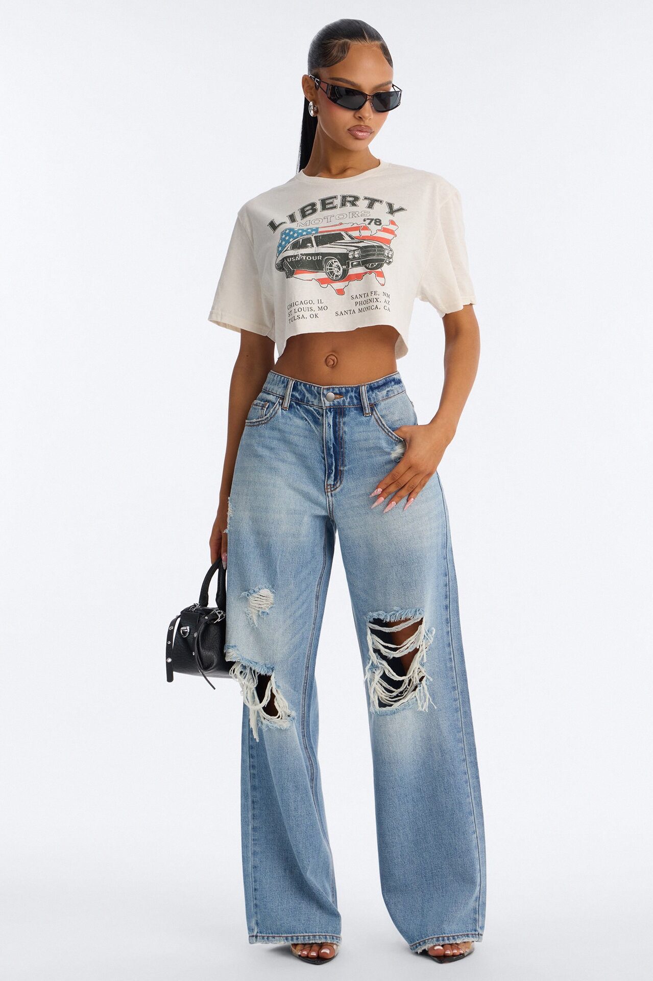 Liberty Motors Ultra Cropped Tee - Taupe