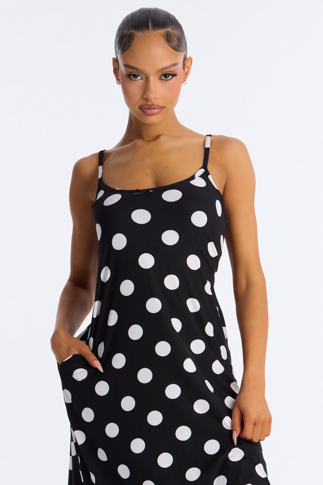 Darling Dot Dream Ruffle PJ Sleep Dress - Black/White