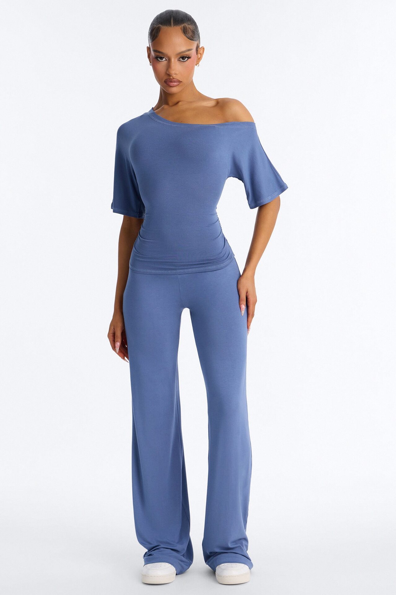 Gaelle Off Shoulder Pant Set - Blue