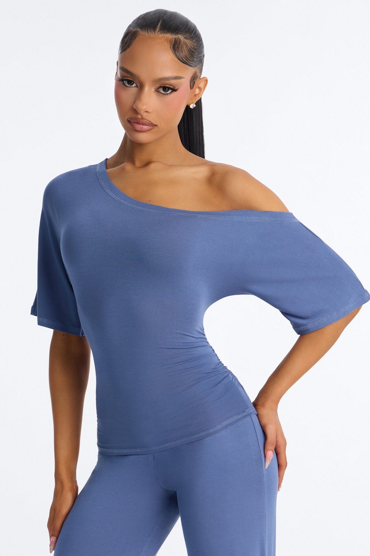 Gaelle Off Shoulder Pant Set - Blue