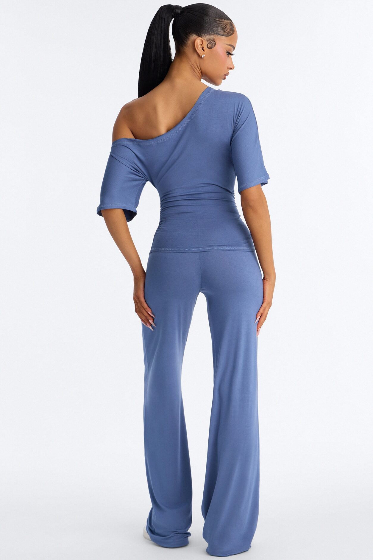 Gaelle Off Shoulder Pant Set - Blue