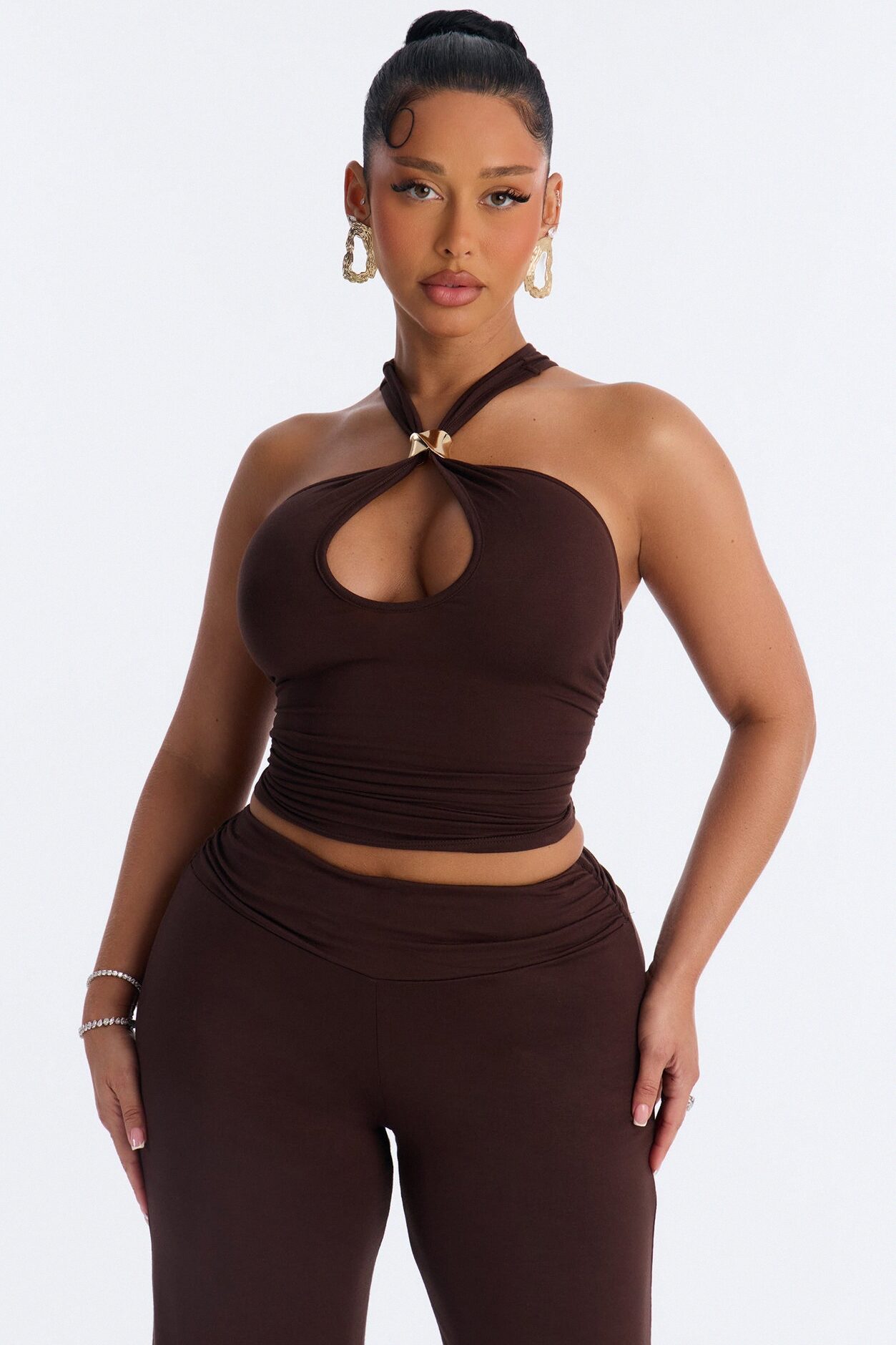 Haven Keyhole Pant Set - Chocolate