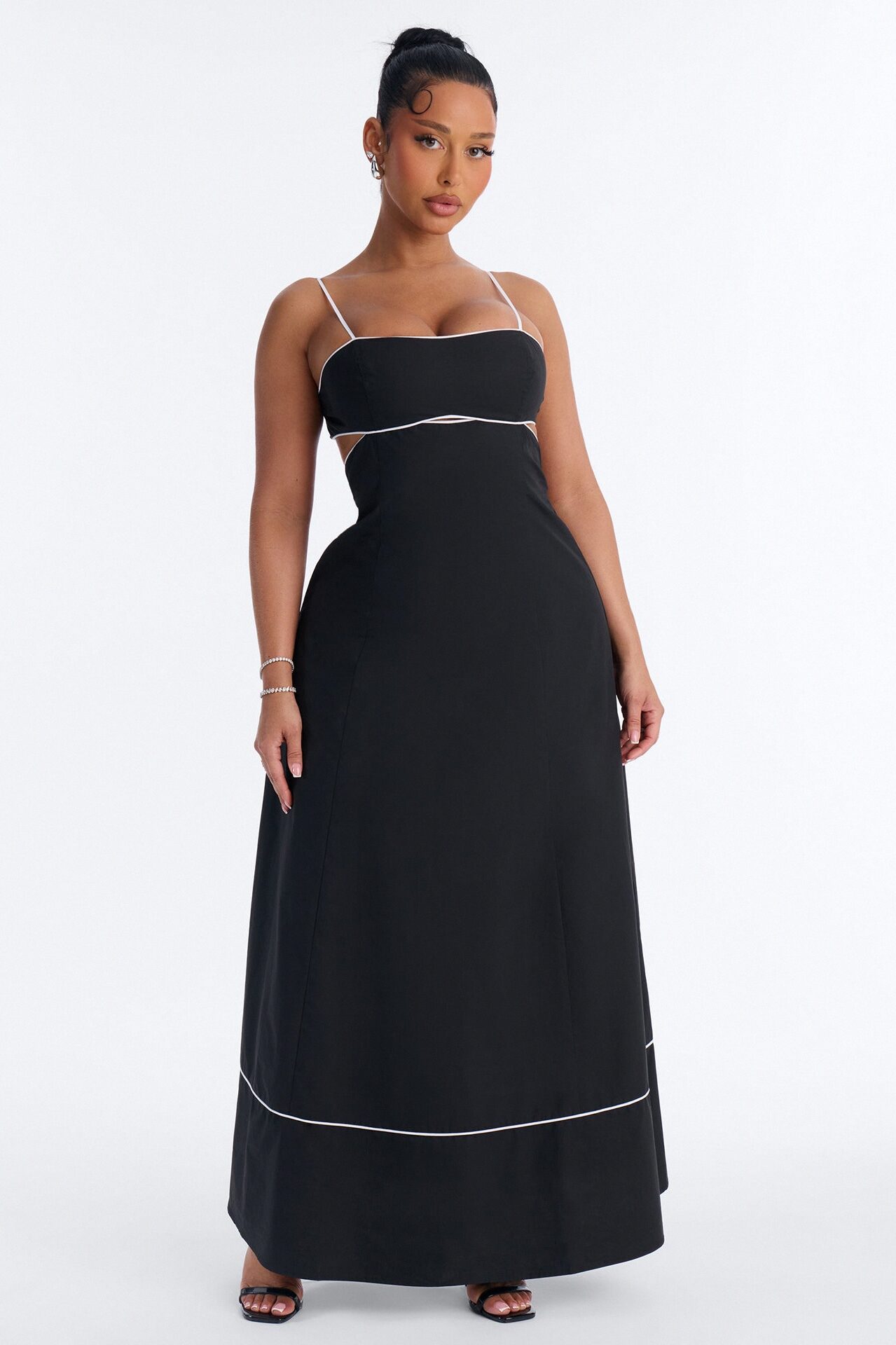 Casual Crush Poplin Maxi Dress - Black/White