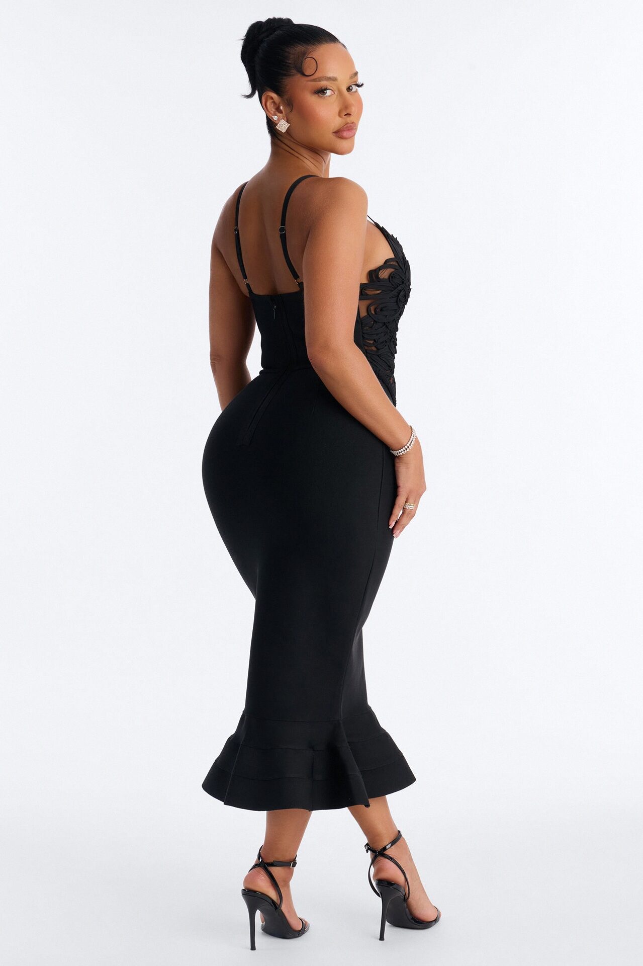 Monique Bandage Mermaid Midi Dress - Black