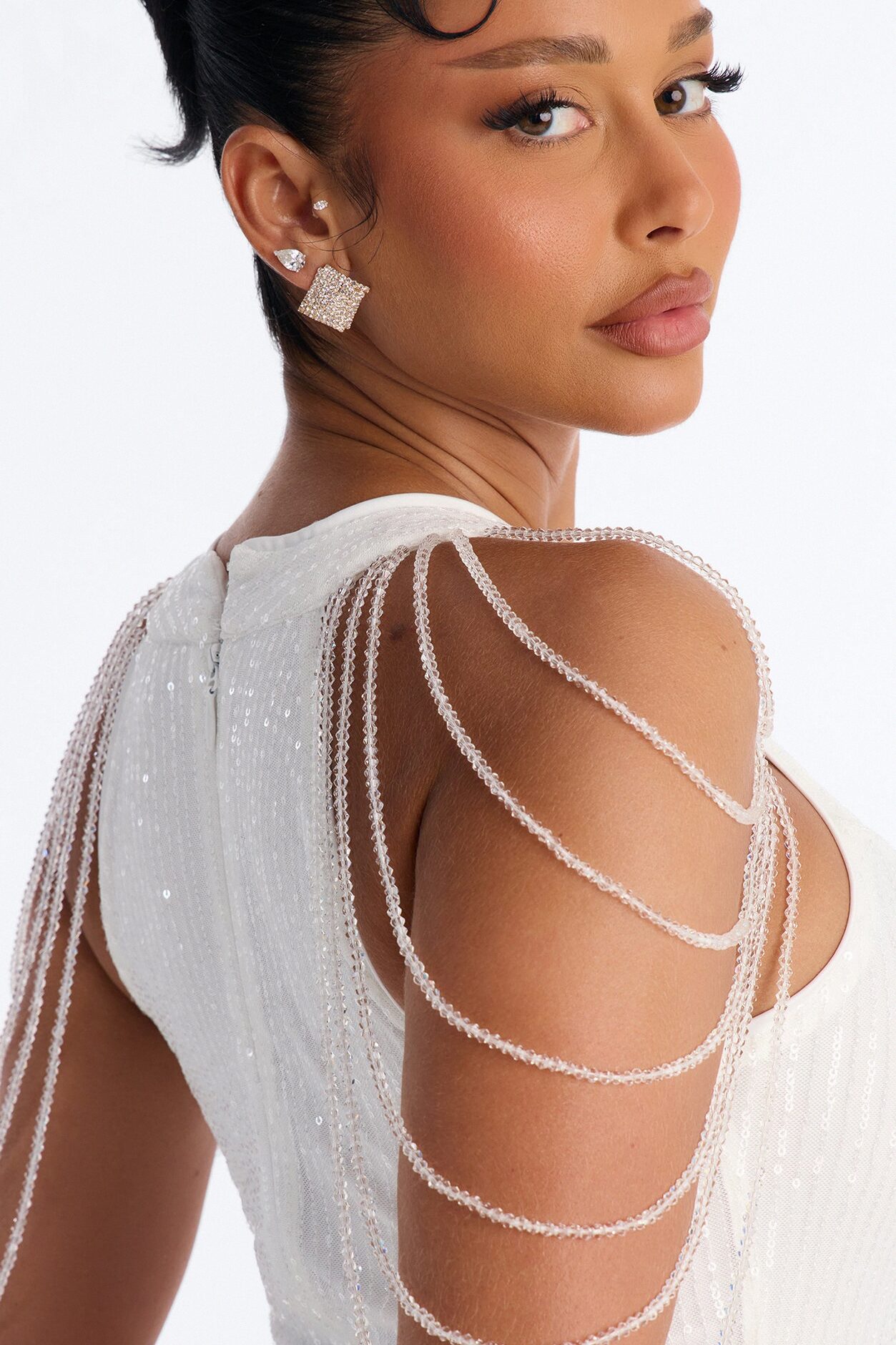 Diana Embellished Sequin Gown - Ivory