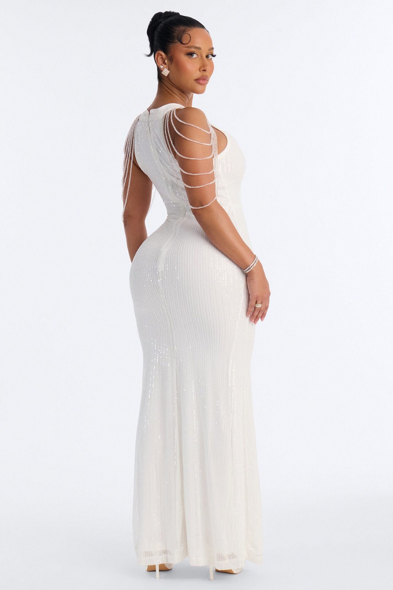 Diana Embellished Sequin Gown - Ivory