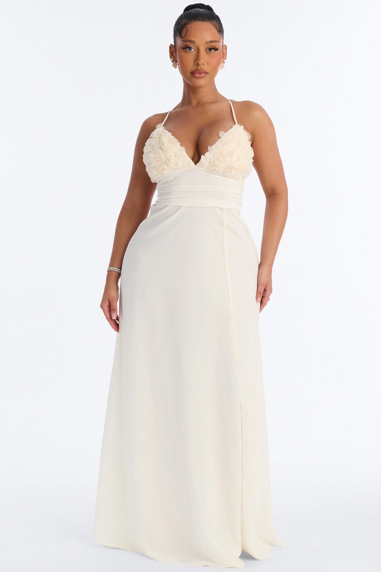 Pretty In Petals Chiffon Gown - Ivory