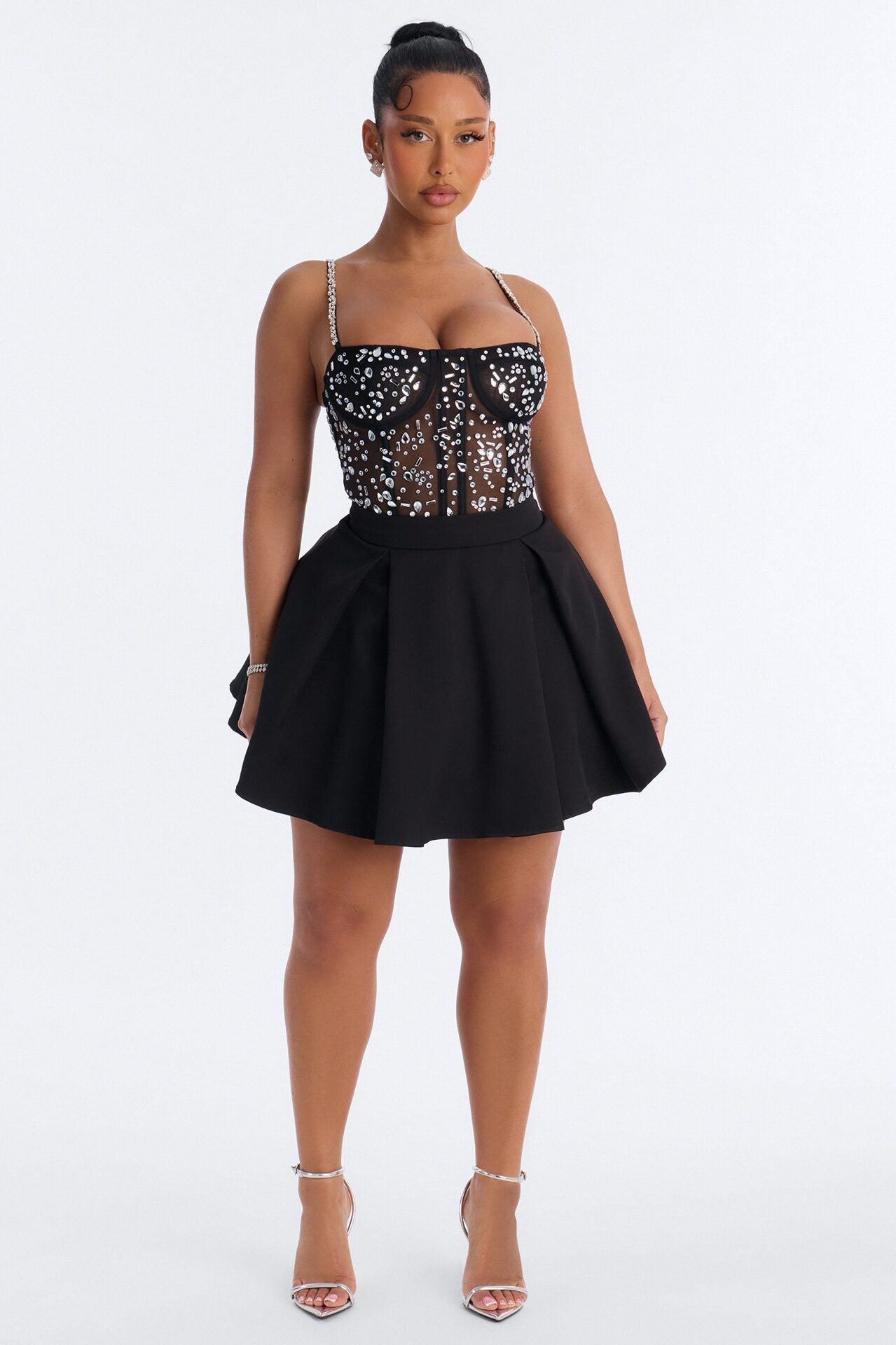 All About Me Embellished Mini Dress - Black