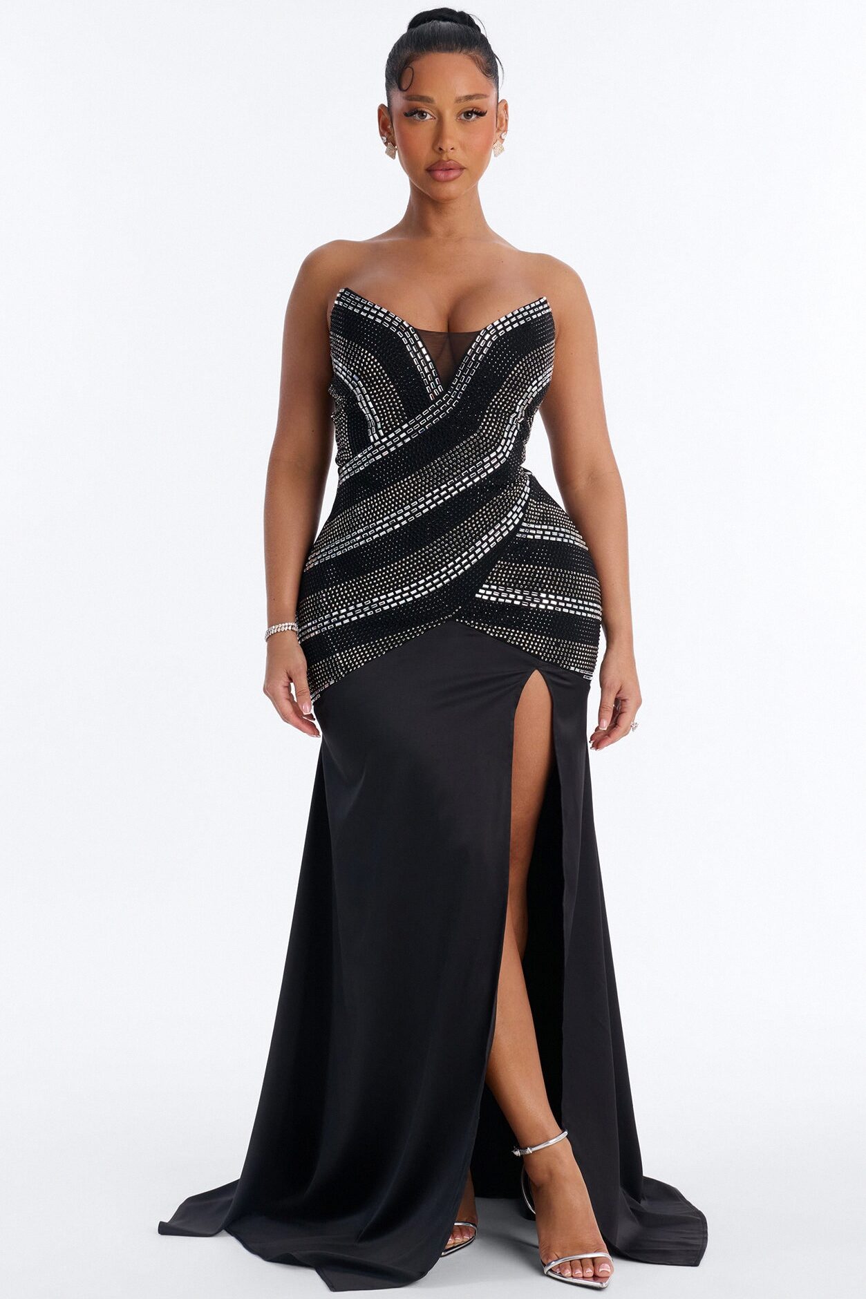 Daniella Embellished Drop Waist Gown - Black