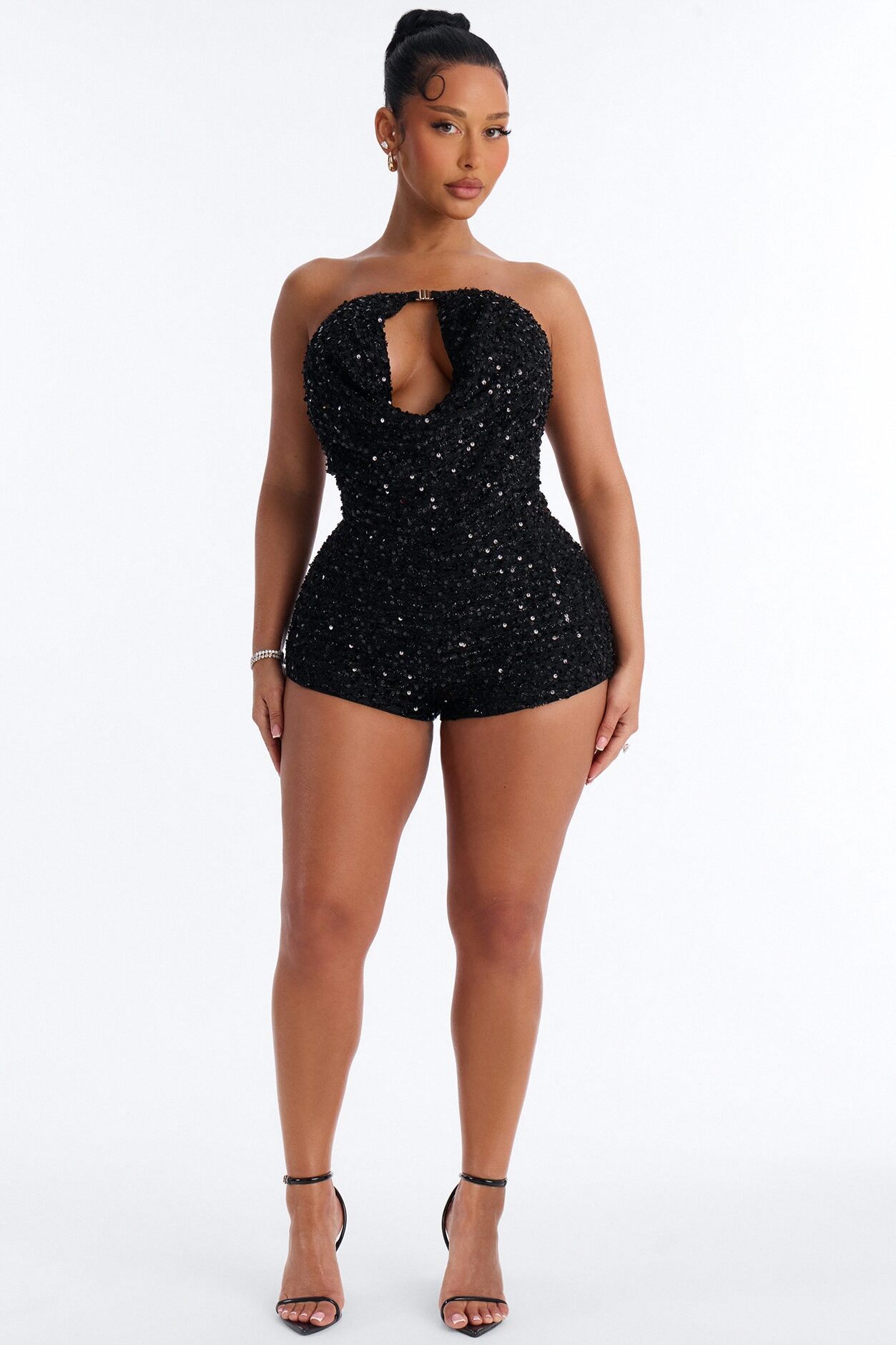 Starry Nights Sequin Romper - Black