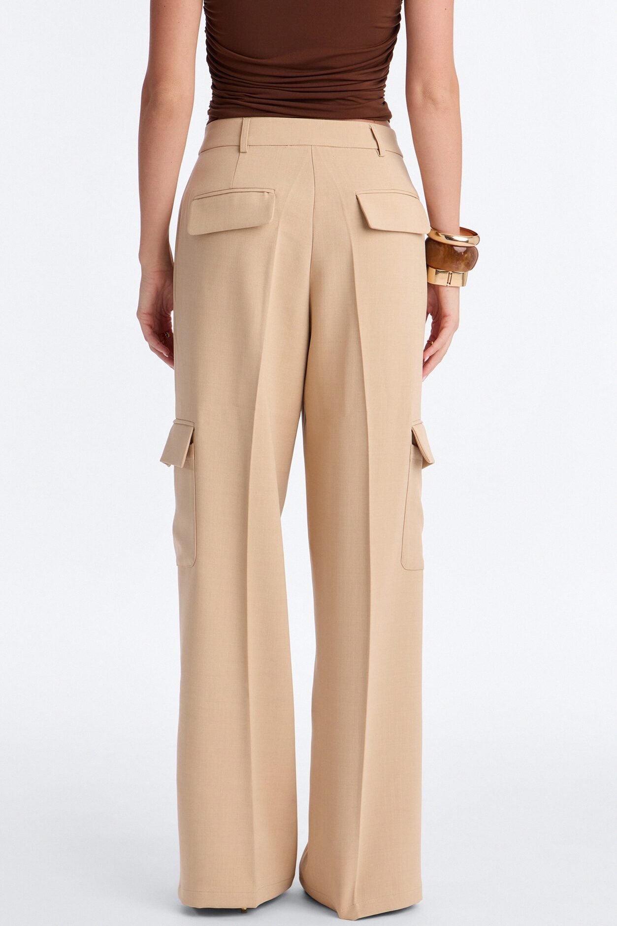 Cairo Wide Leg Cargo Trouser Pant 32″ - Khaki