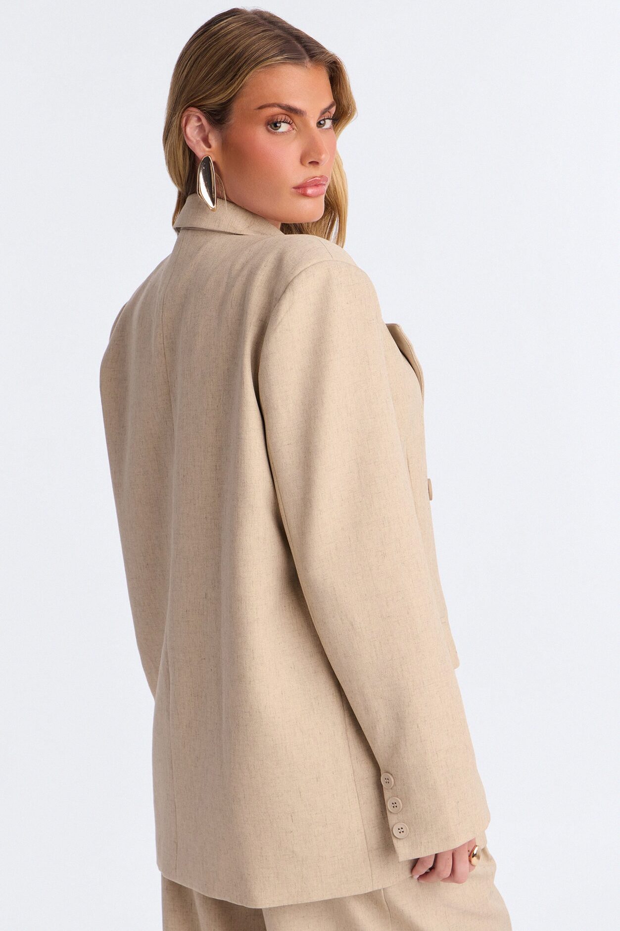 Miranda Oversized Double Breasted Blazer - Natural