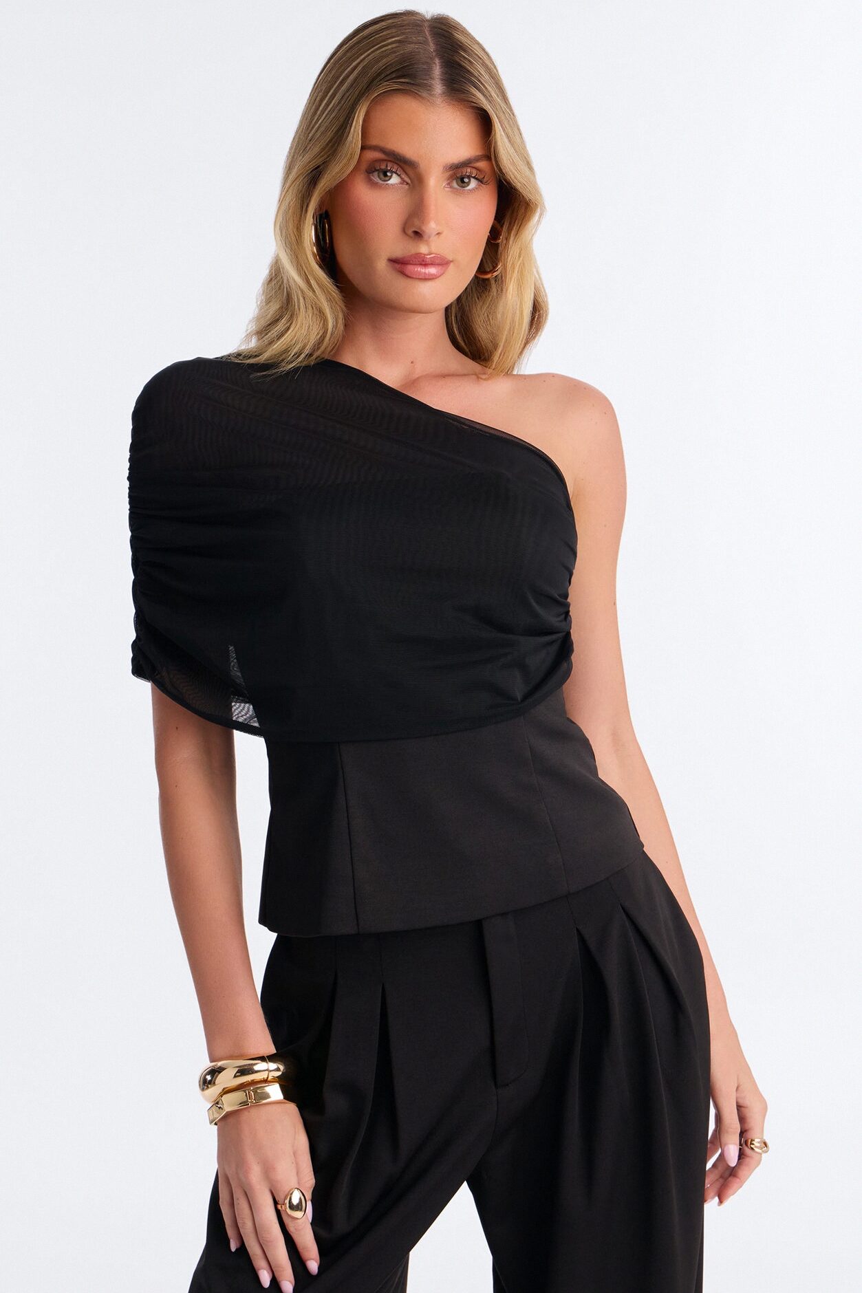 Diana One Shoulder Pant Set - Black