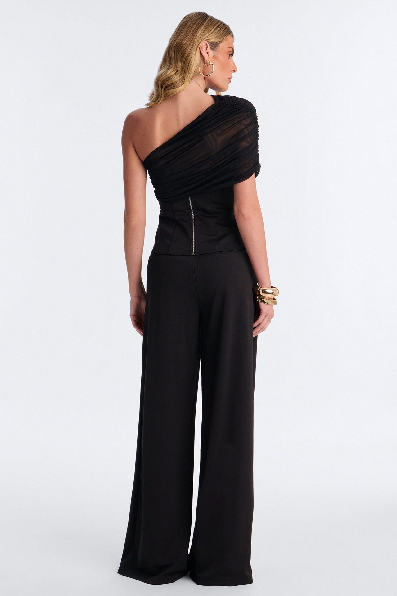 Diana One Shoulder Pant Set - Black