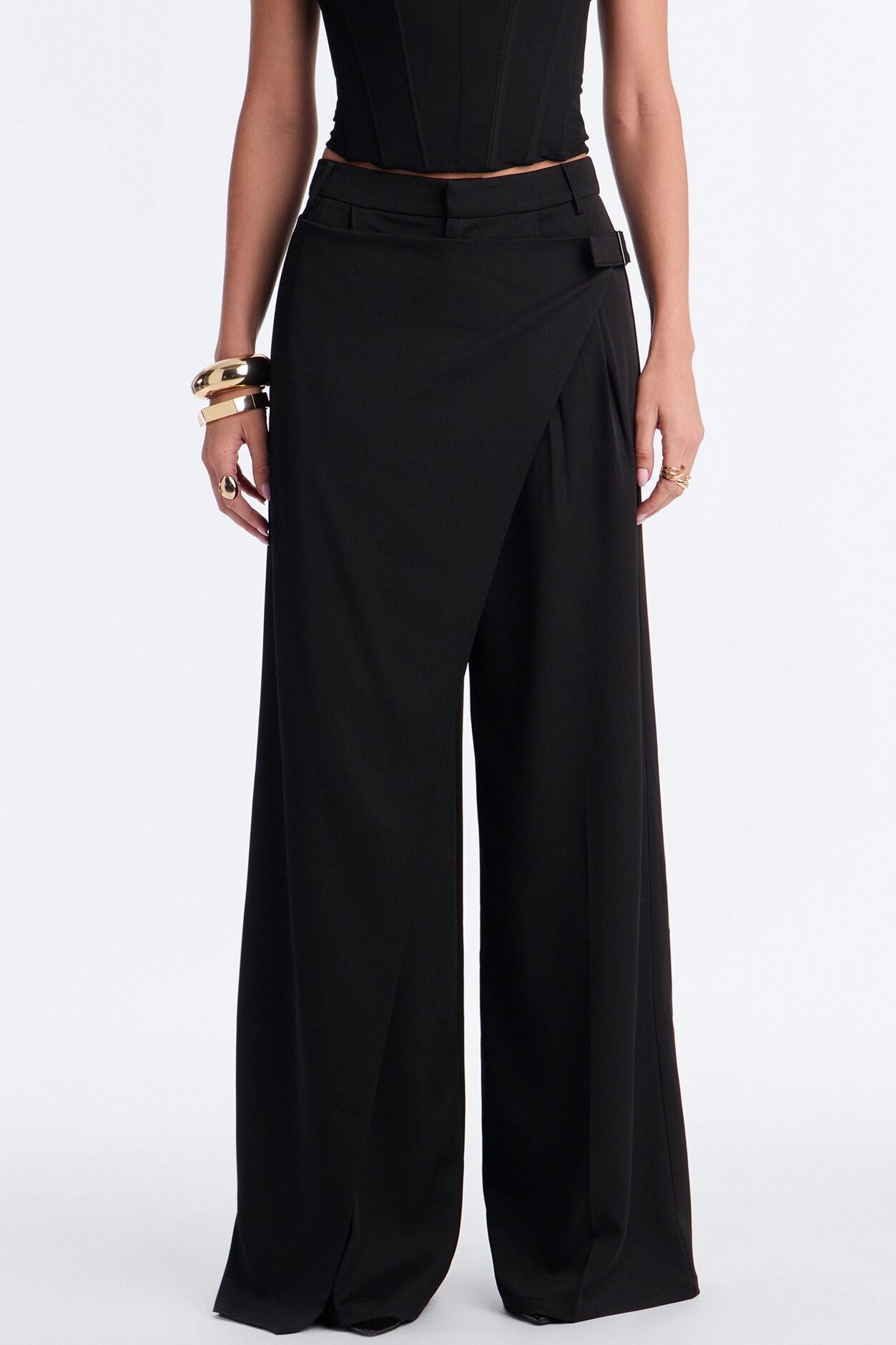 Tailored Touch Wrap Front Trouser 33″ - Black