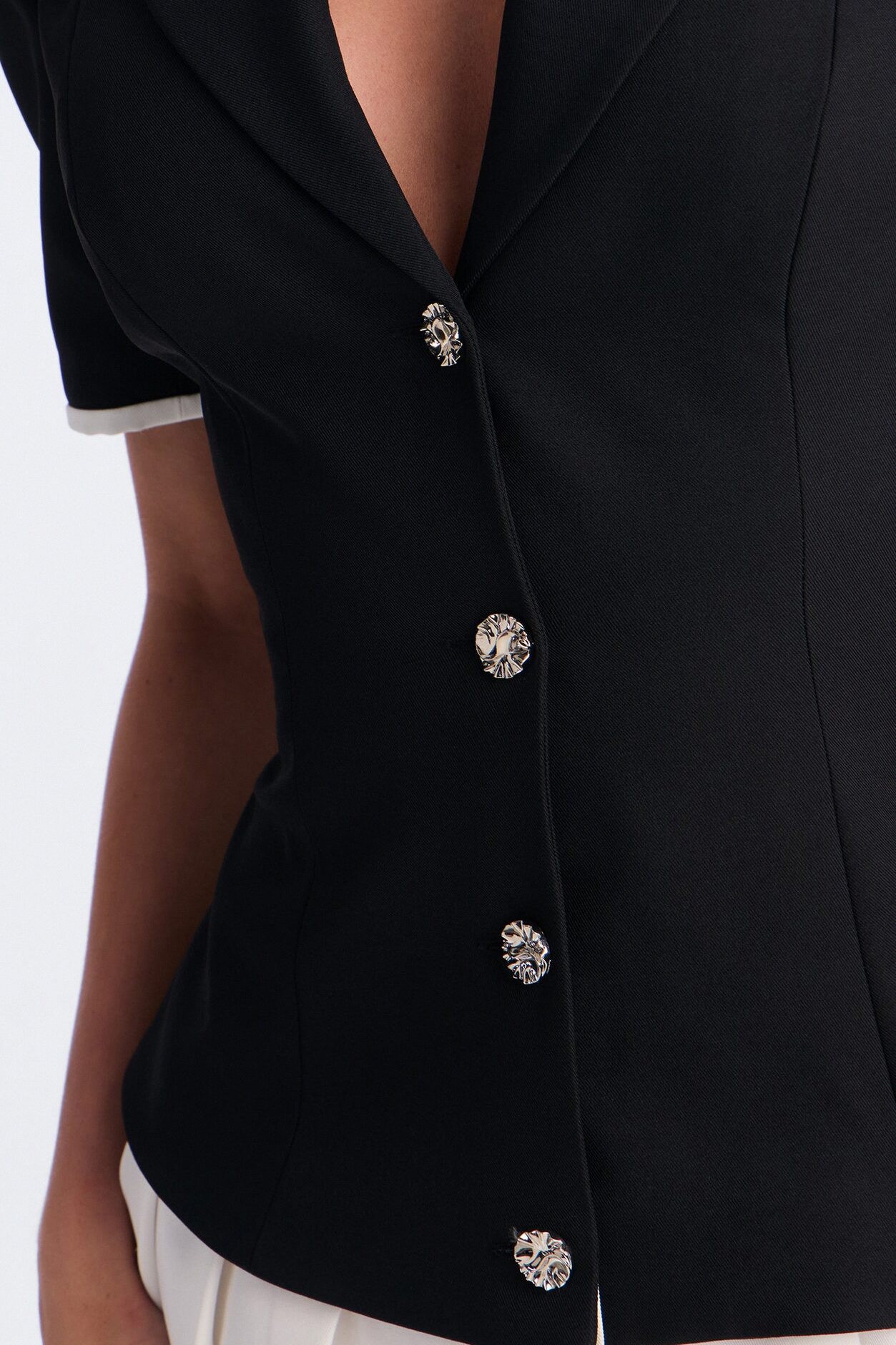 Claire Contrast Trim Mini Dress - Black/White