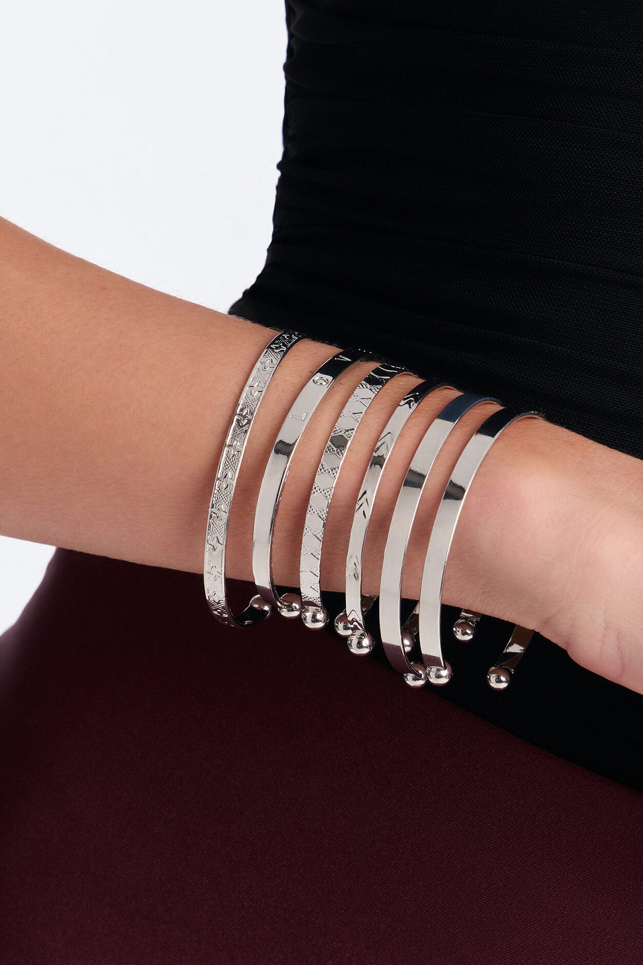 Anything For Love 6 Piece Bangle Set - Silver