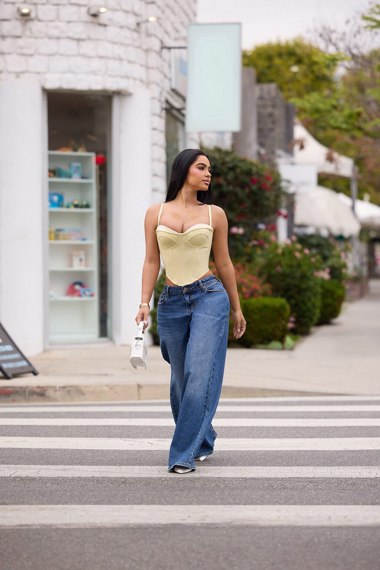Heat Check Pinstripe Corset - Butter Yellow