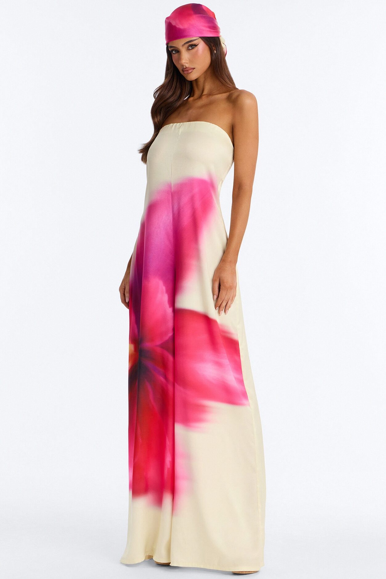 Sara Satin Head Scarf And Jumpsuit - Butter Yellow