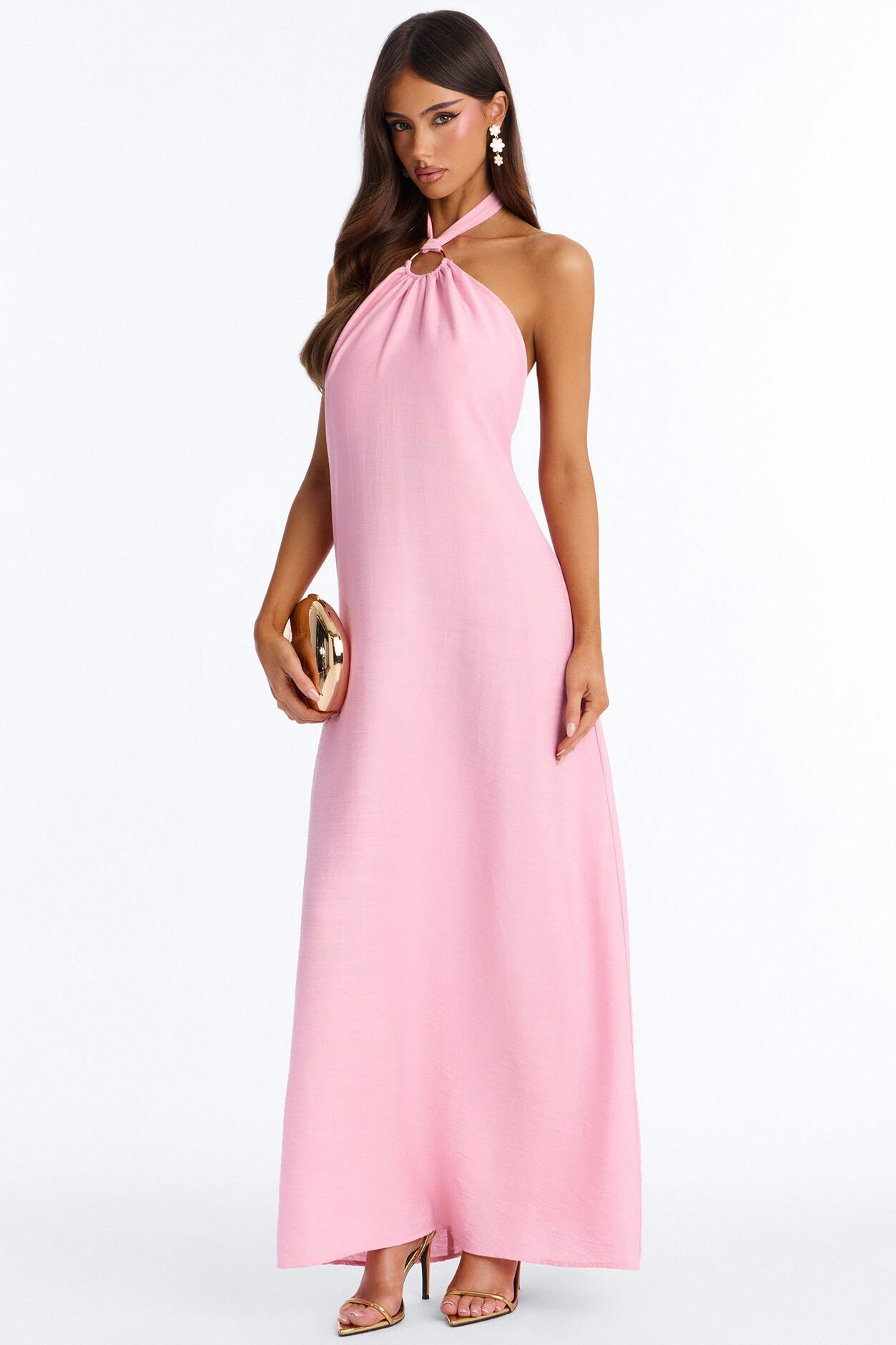 Casually Allure Linen Maxi Dress - Pink