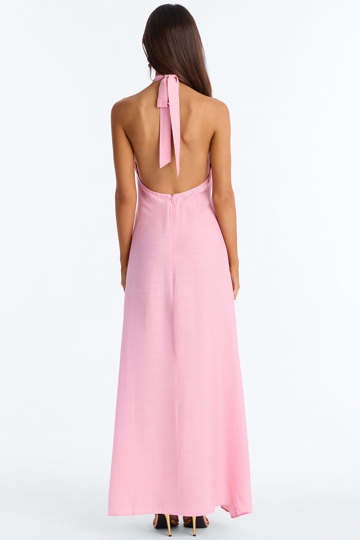Casually Allure Linen Maxi Dress - Pink