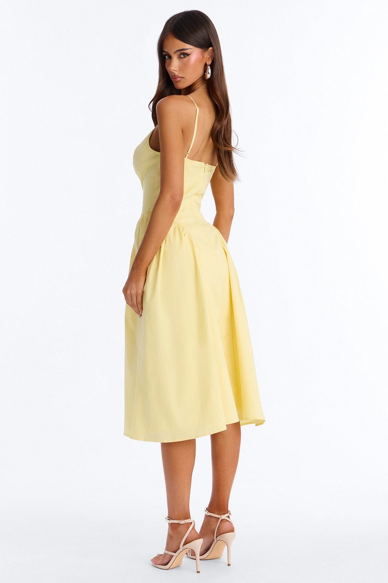 Whitney Pleated Poplin Midi Dress - Yellow