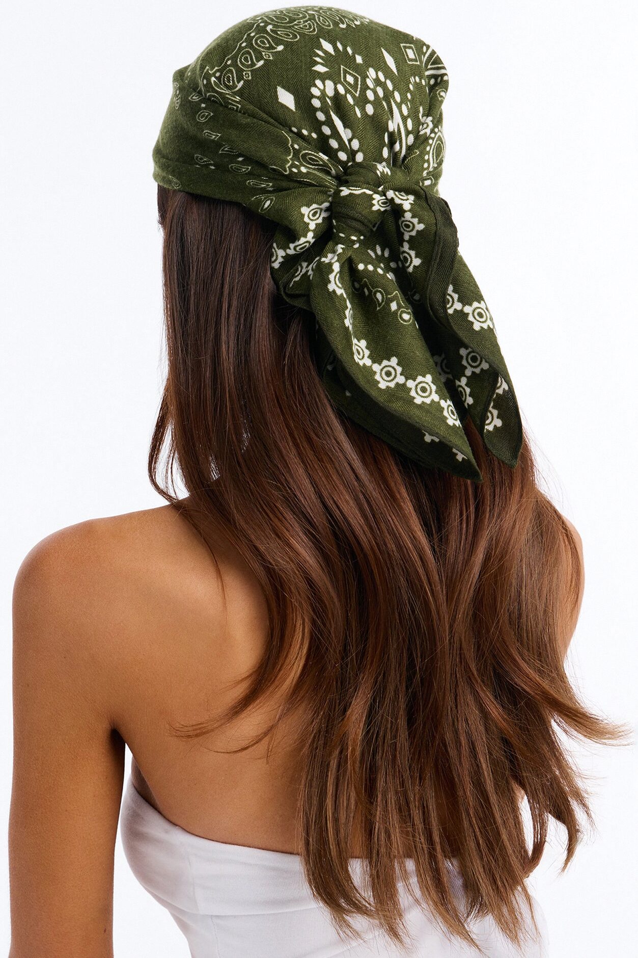 Rustic Paisley Head Scarf - Olive