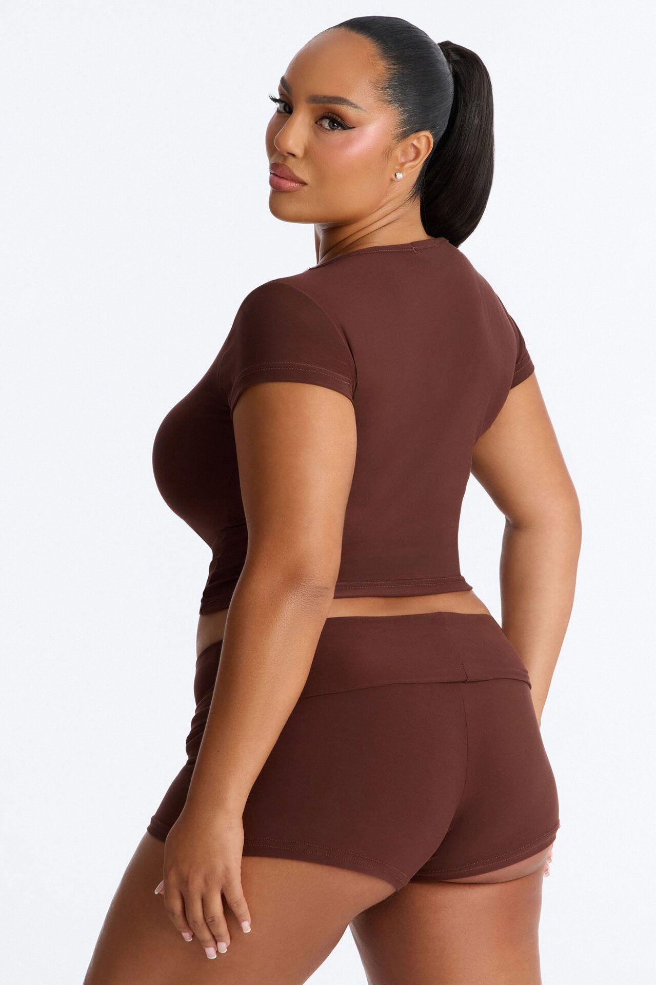 Brown Sugar Babe PJ Short Set - Dark Brown