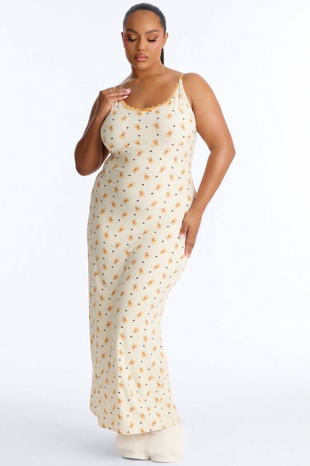 Beary Cuddly PJ Nightgown - Cream