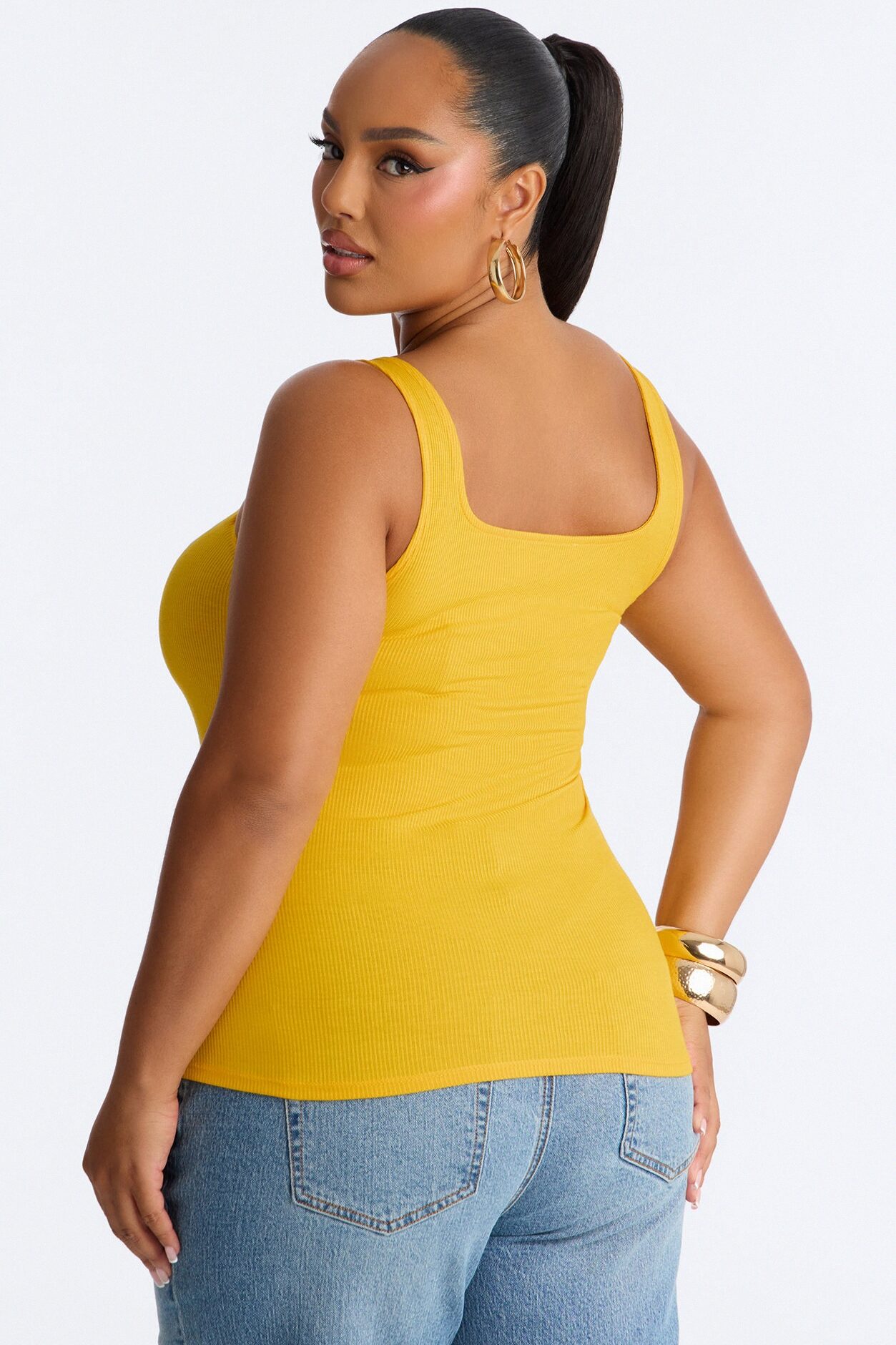Madison Basic Square Neck Tank Top - Orange