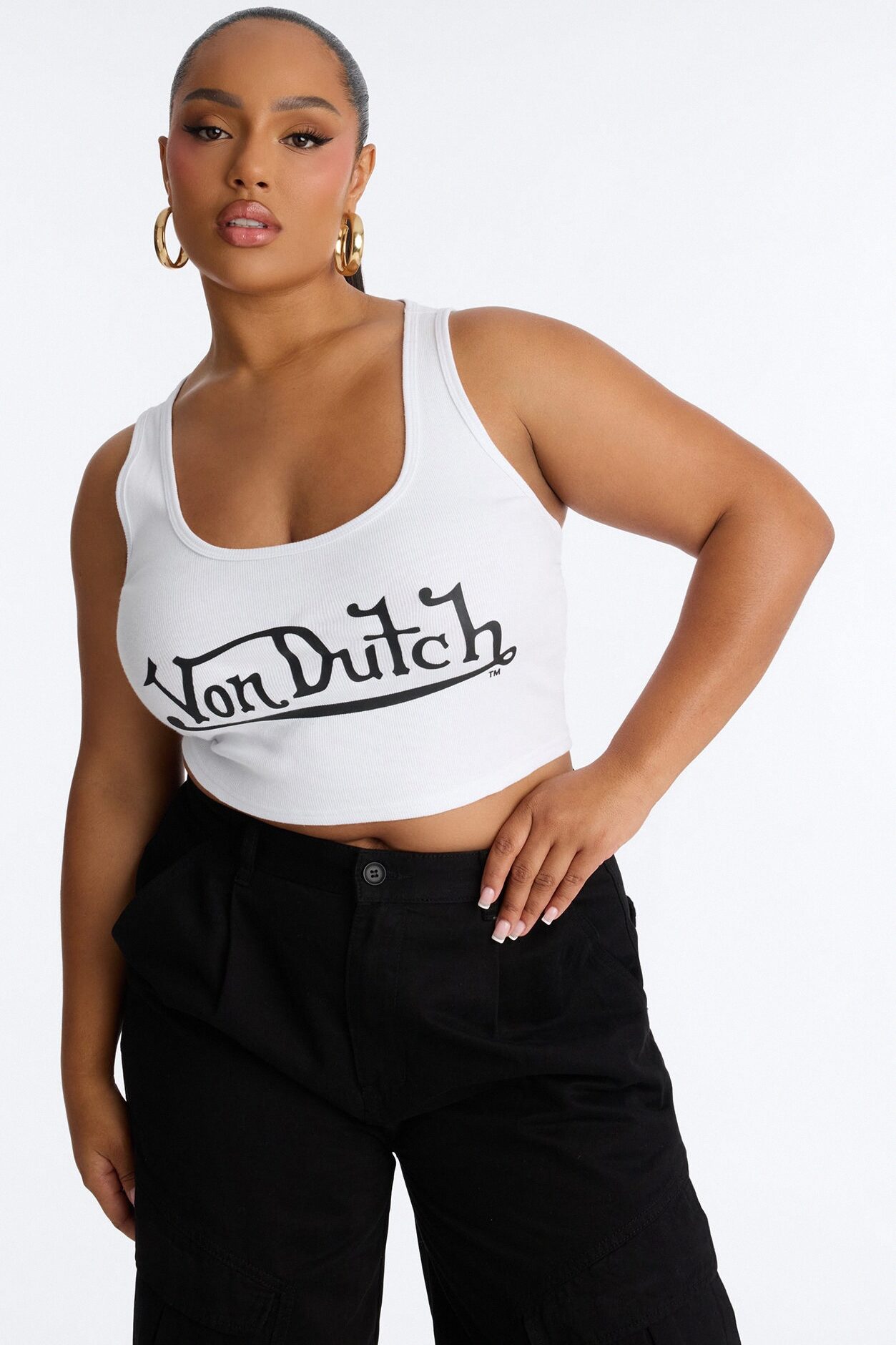 Von Dutch Fitted Crop Tank - White