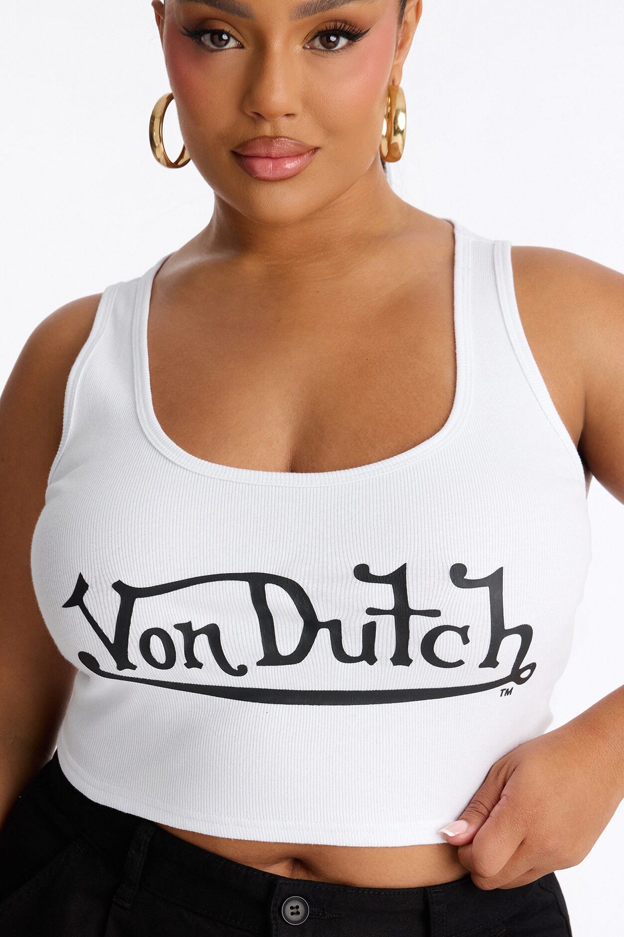 Von Dutch Fitted Crop Tank - White