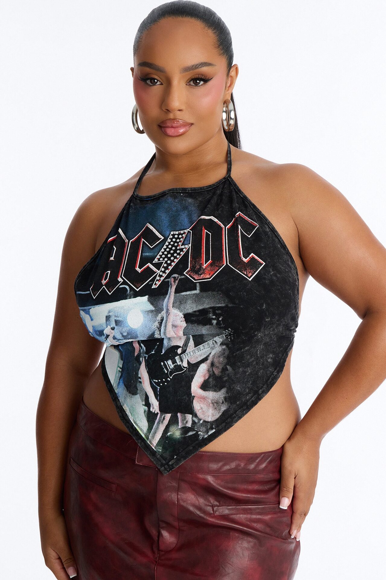 ACDC Halter With Rhinestones - Black Wash