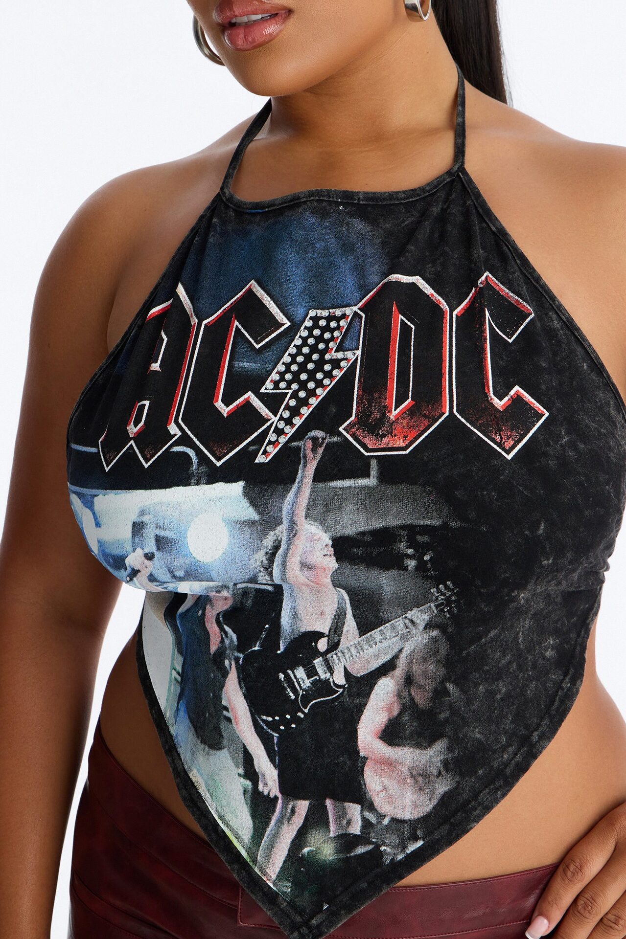 ACDC Halter With Rhinestones - Black Wash